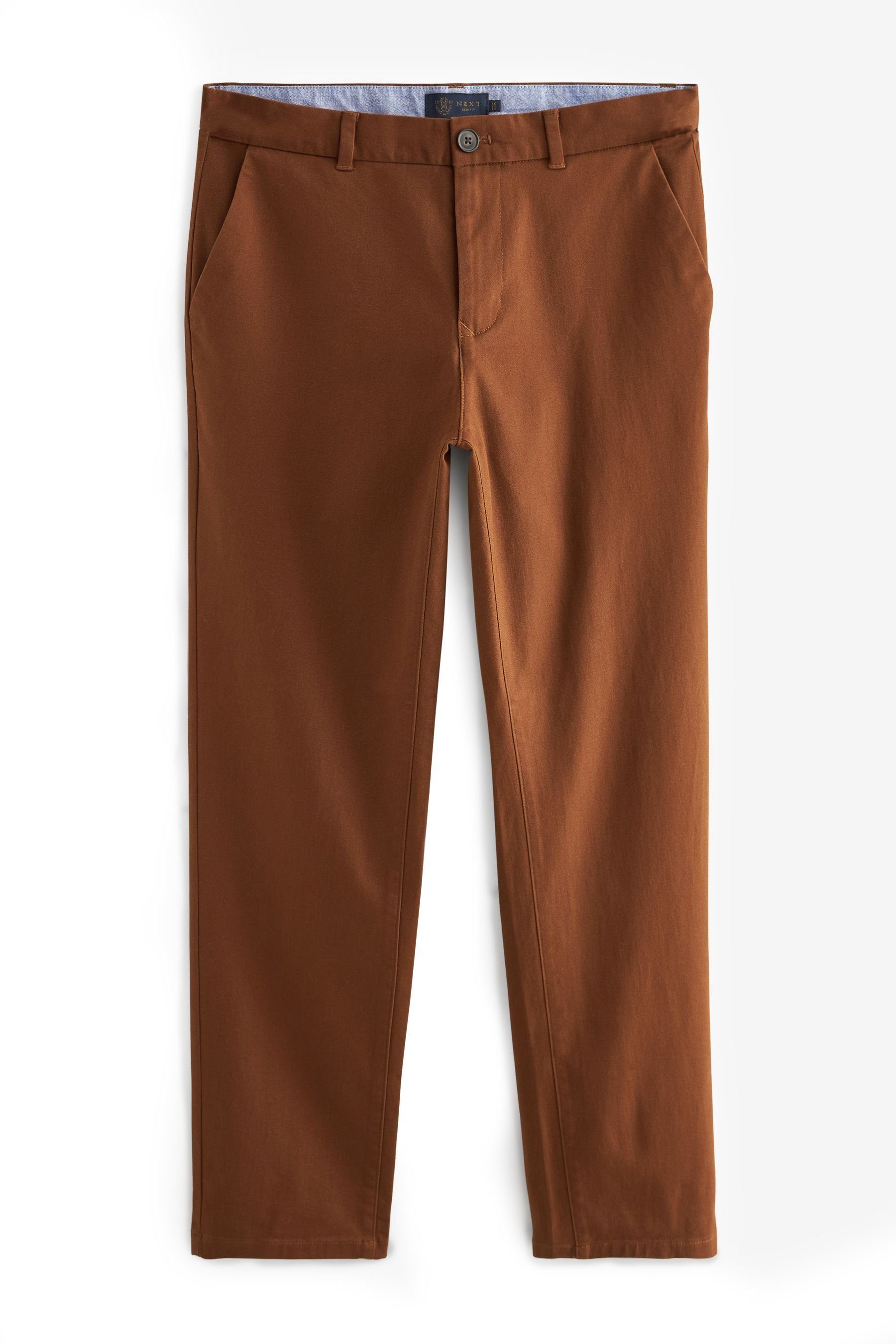 Next Chinohose Slim Fit Chinohose Stretch mit Brown (1-tlg)