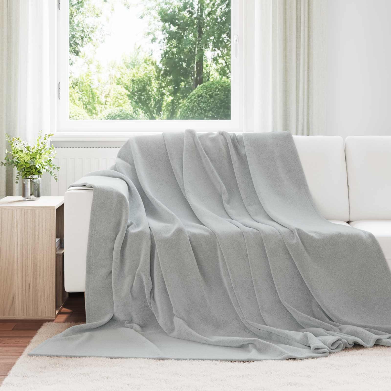 vidaXL Bettüberwurf Wohndecke Grau 220 x 240 cm 1.37 kg Fleece
