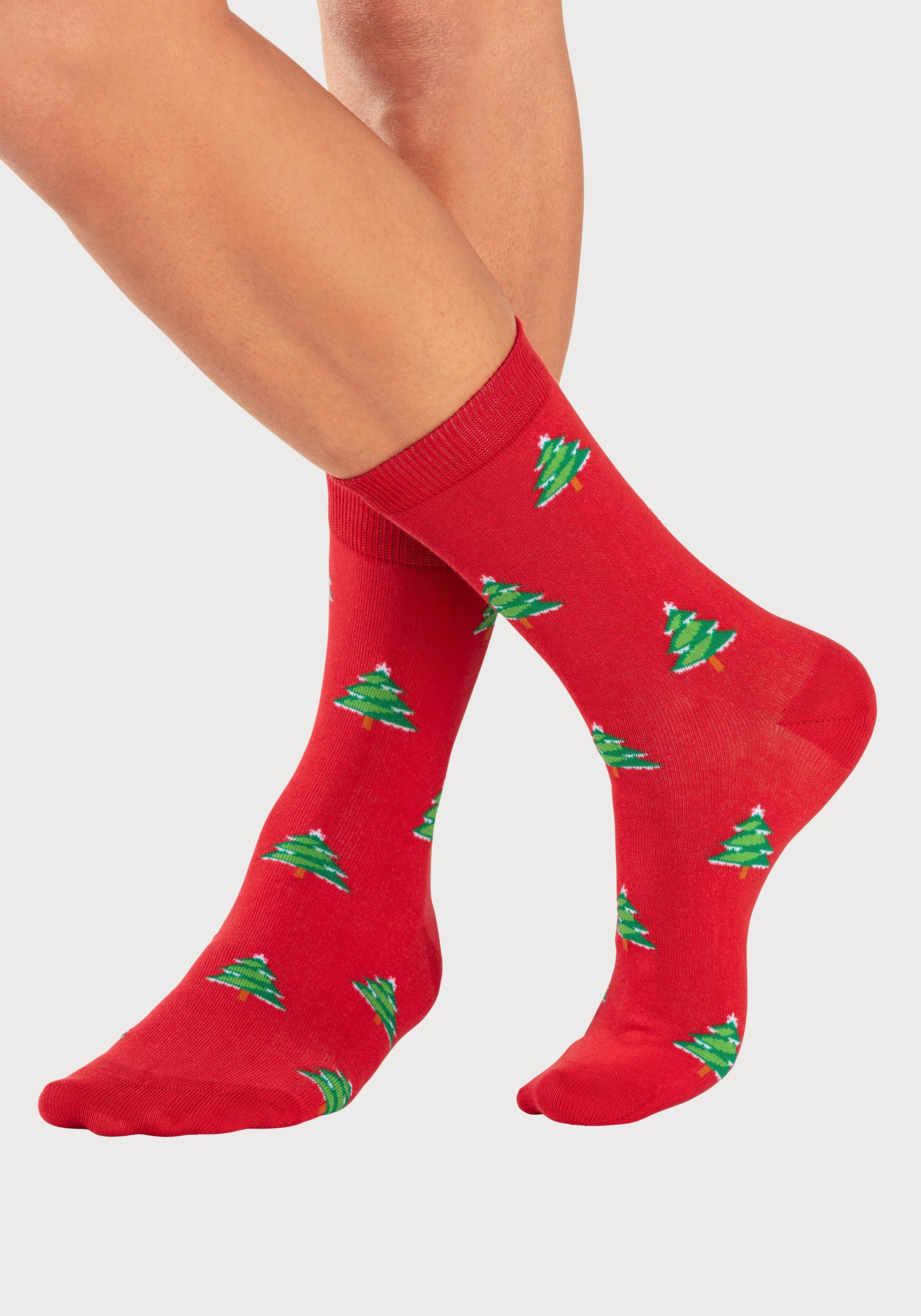 John Devin Socken (Packung, 3-Paar) mit unterschiedlichen Weihnachtsmotiven