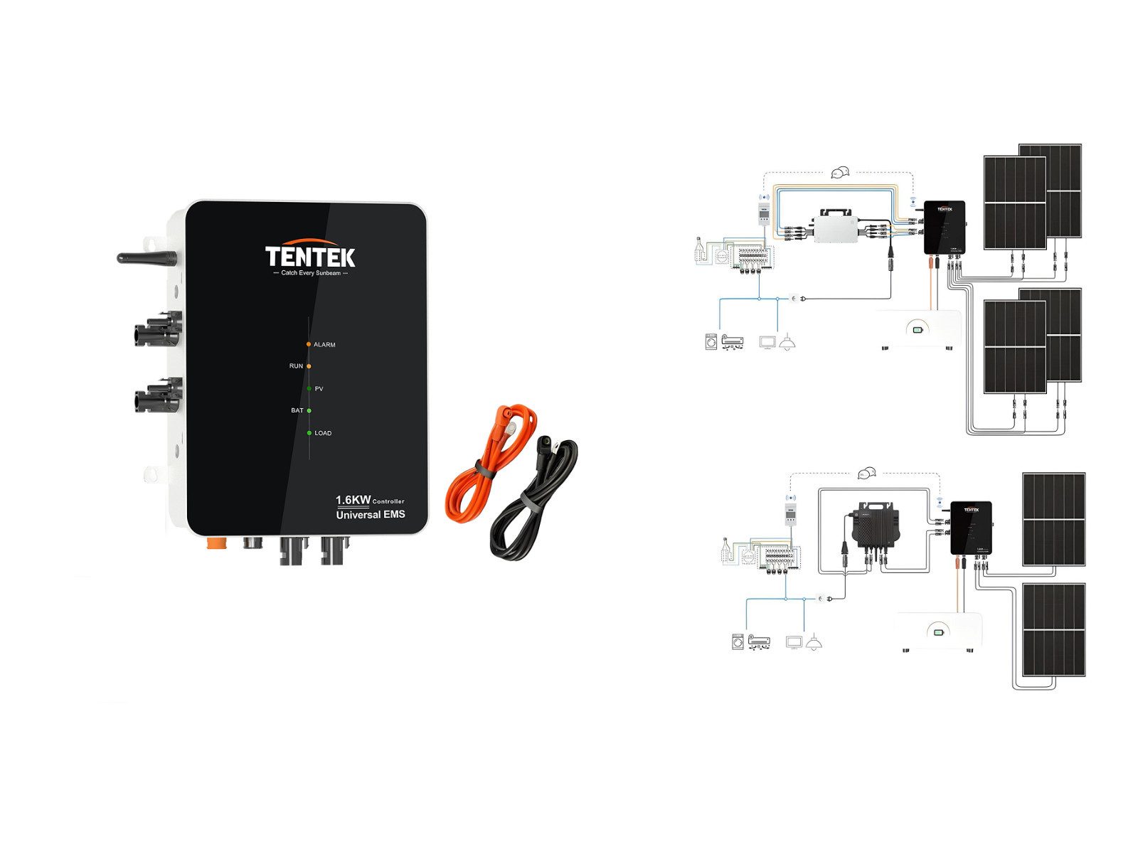 TZIpower Balkonkraftwerk Controller 1,6kw, 800-1600W + Akku Speicher 5/10kwh Solarakkus (48 V)