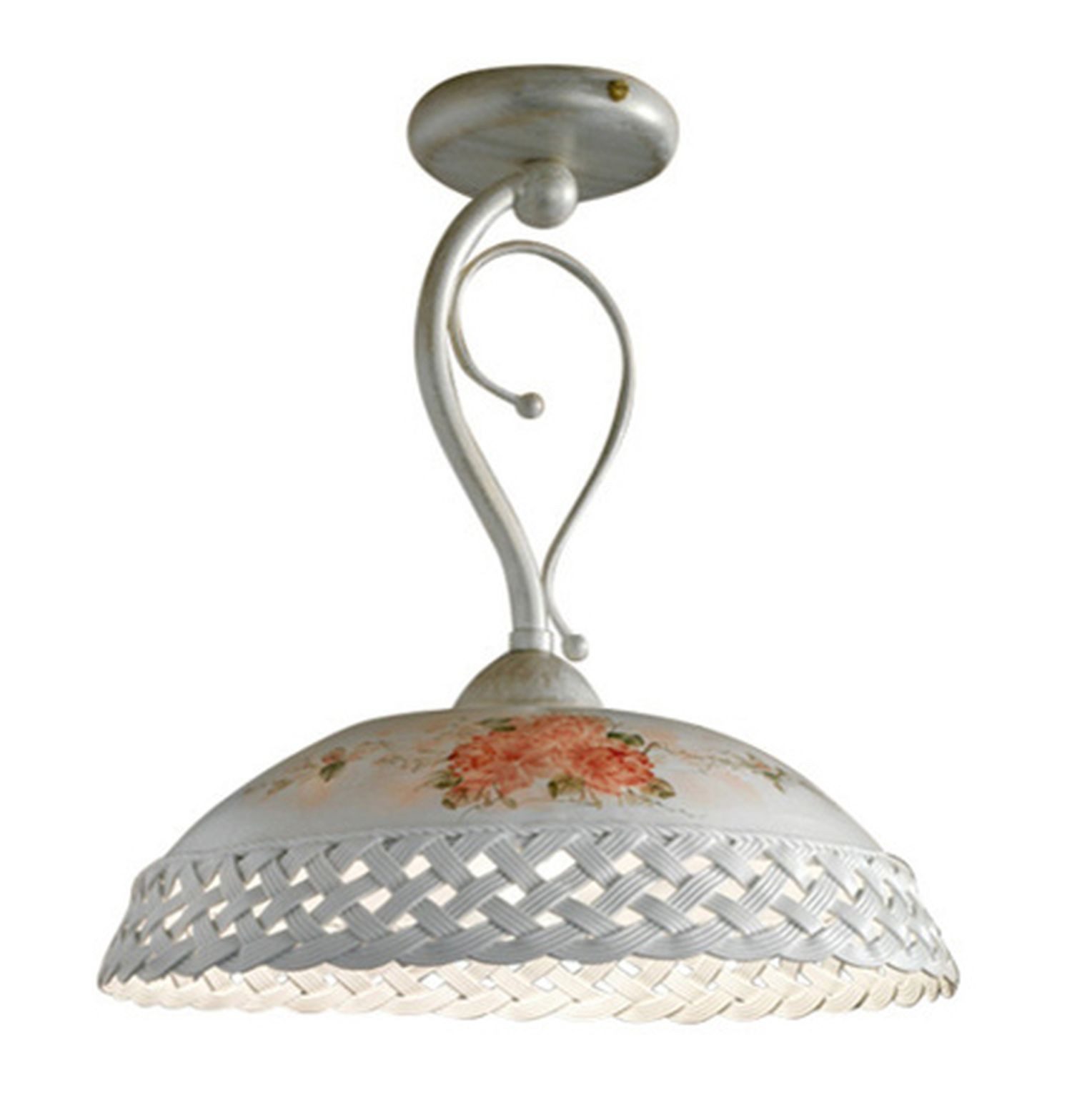 Licht-Erlebnisse Deckenleuchte ROSITO, ohne Leuchtmittel, Keramik D: 32 cm rund in Weiß Gold antik Vintage Rosendekor E27