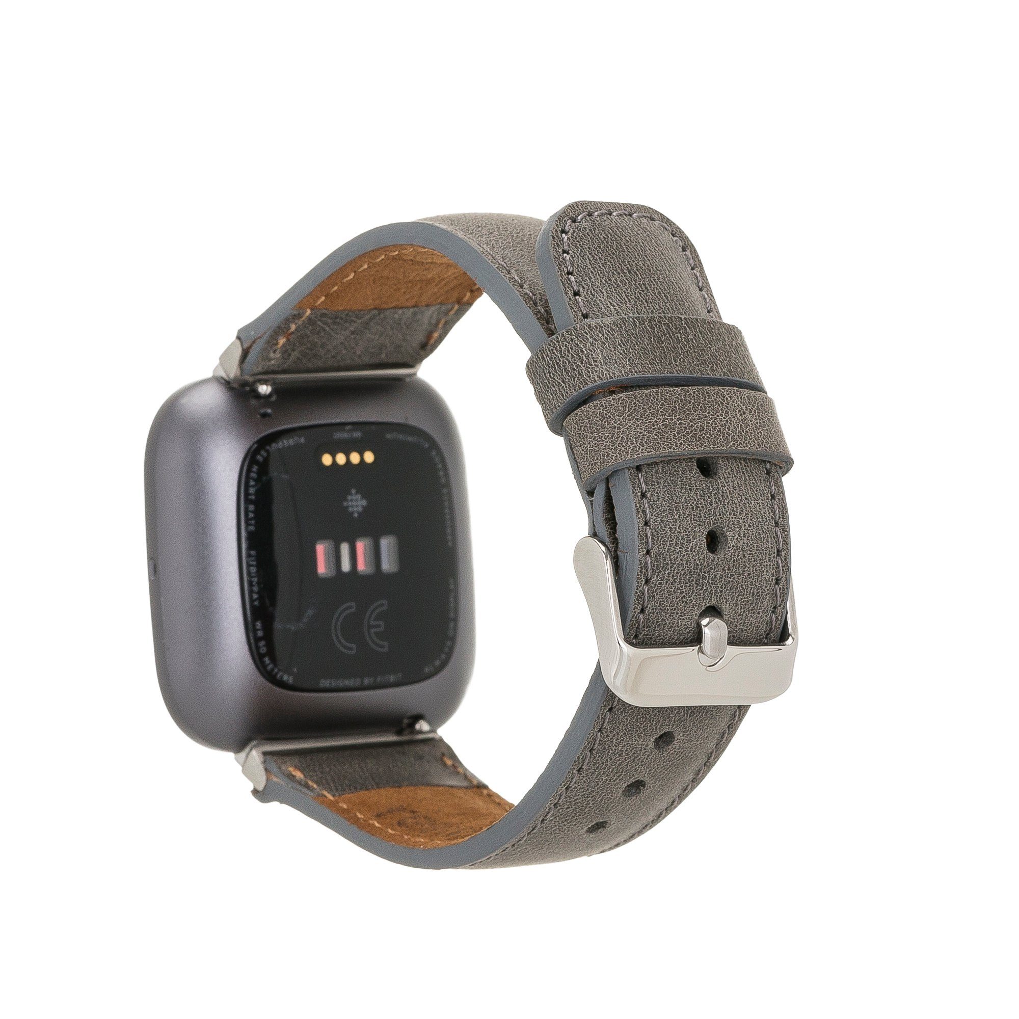 Ersatzarmband 4 Echtes Grau Smartwatch-Armband Versa 2 Renna & Leather / Sense / Leder Fitbit Armband 3