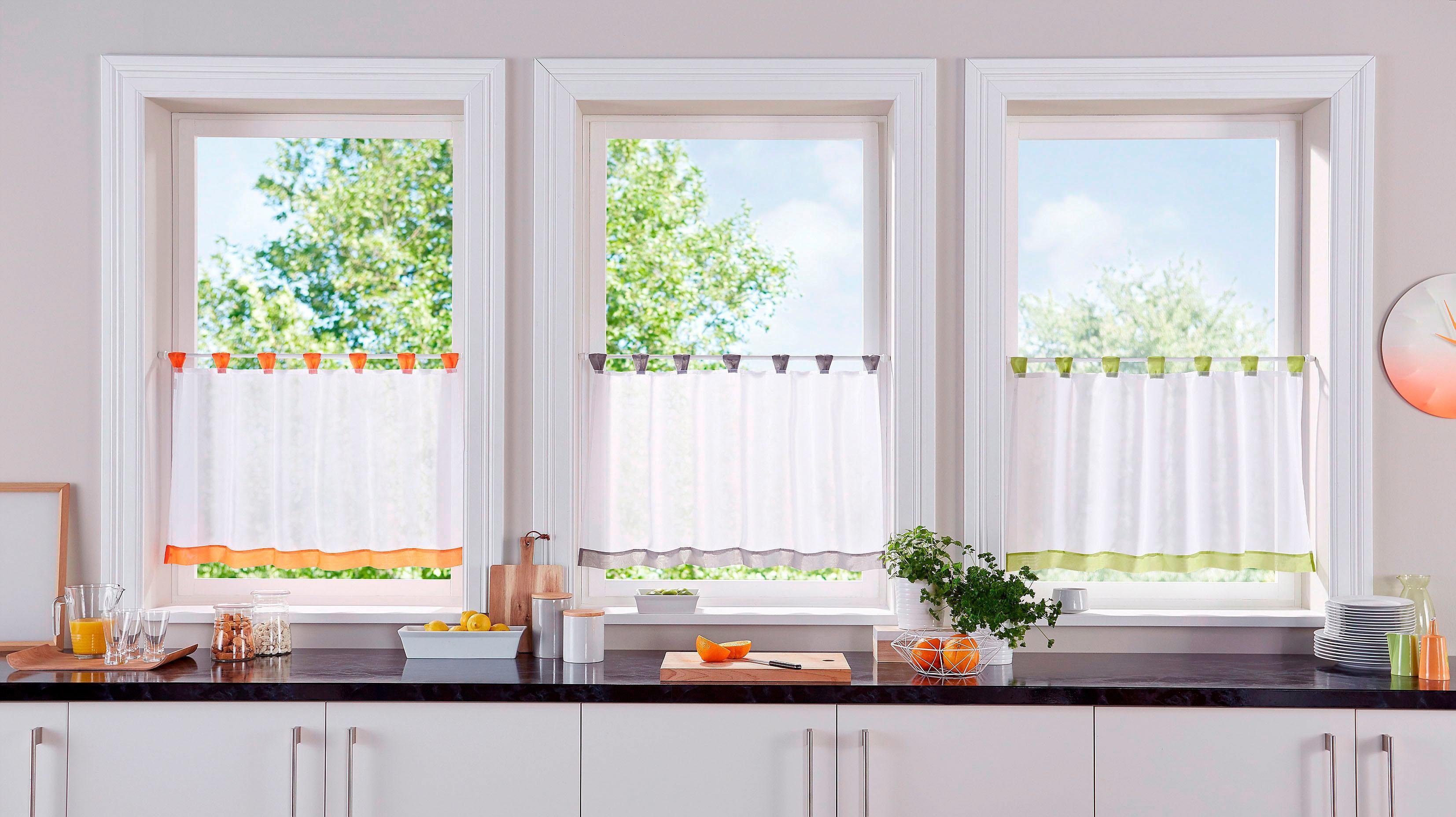 OTTO home Scheibengardine Bitola (1 St), Schlaufen, transparent, Voile, Fer günstig online kaufen