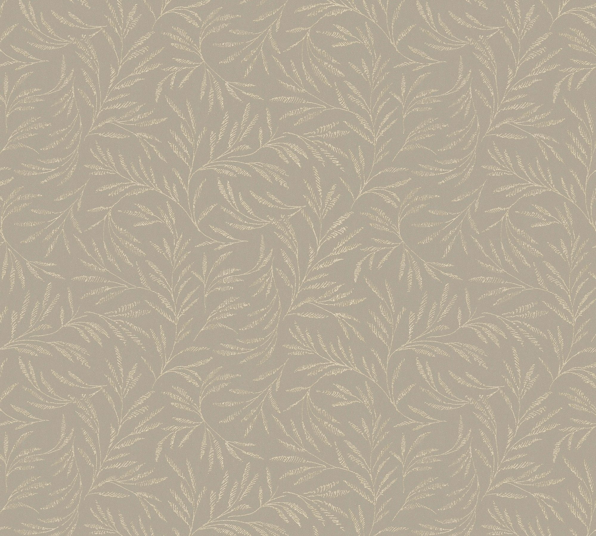 silberfarben/taupe Architects Création glatt, Paper Tapete Floral matt, A.S. glänzend, Alpha, botanisch, Vliestapete