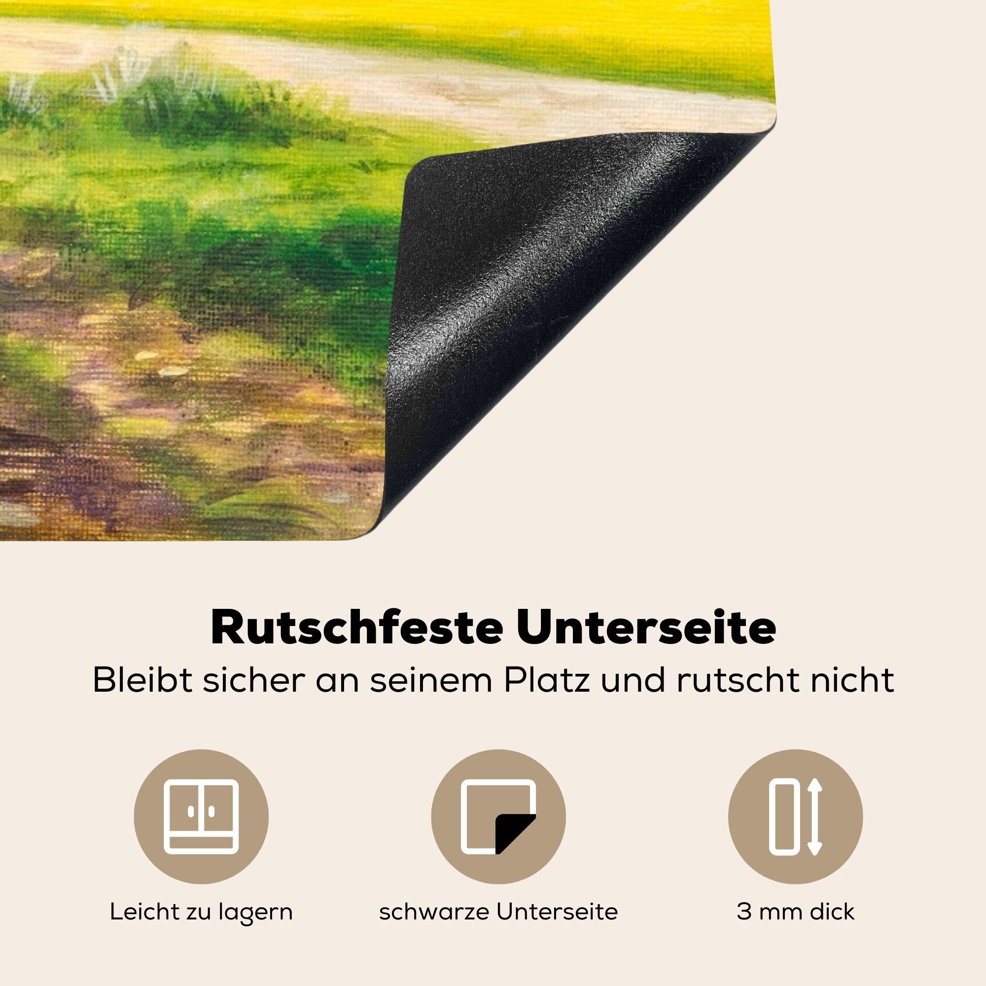 Frühling Landschaft Herdblende-/Abdeckplatte die Ceranfeldabdeckung Schutz Induktionskochfeld (1 cm, für MuchoWow Vinyl, 71x52 - Aquarell, küche, tlg), -