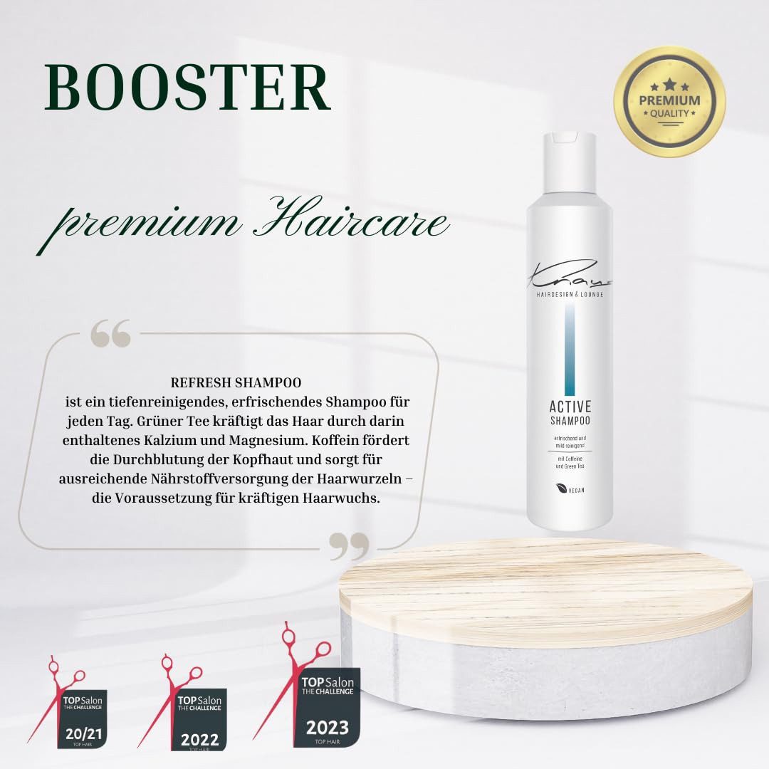 Knaus Hairdesign Haarshampoo Knaus Hairdesign ACTIVE Refresh Koffein Shampoo für Männer Vegan, Grüner Tee & Koffein erfrischen und stärken das Haar
