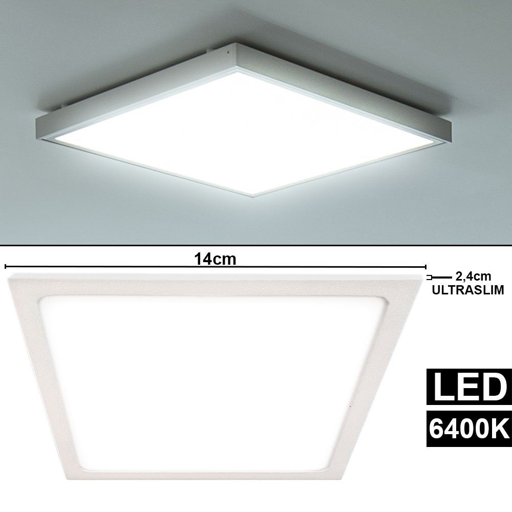 V-TAC LED Deckenleuchte, LED-Leuchtmittel fest verbaut, Kaltweiß, LED Decken Aufbau Leuchte Panel weiß Wohn Arbeits Zimmer