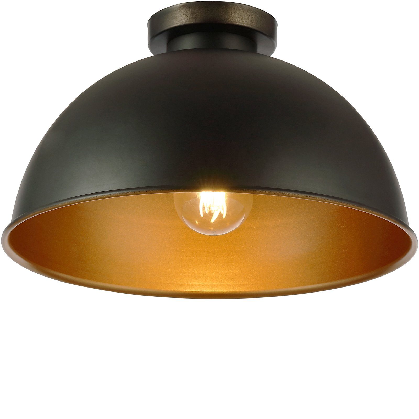 Jago mit Deckenleuchte Schwarz/Gold 60W, Lampenschirm-LED/E27, Ø31cm, Deckenleuchte IP20,