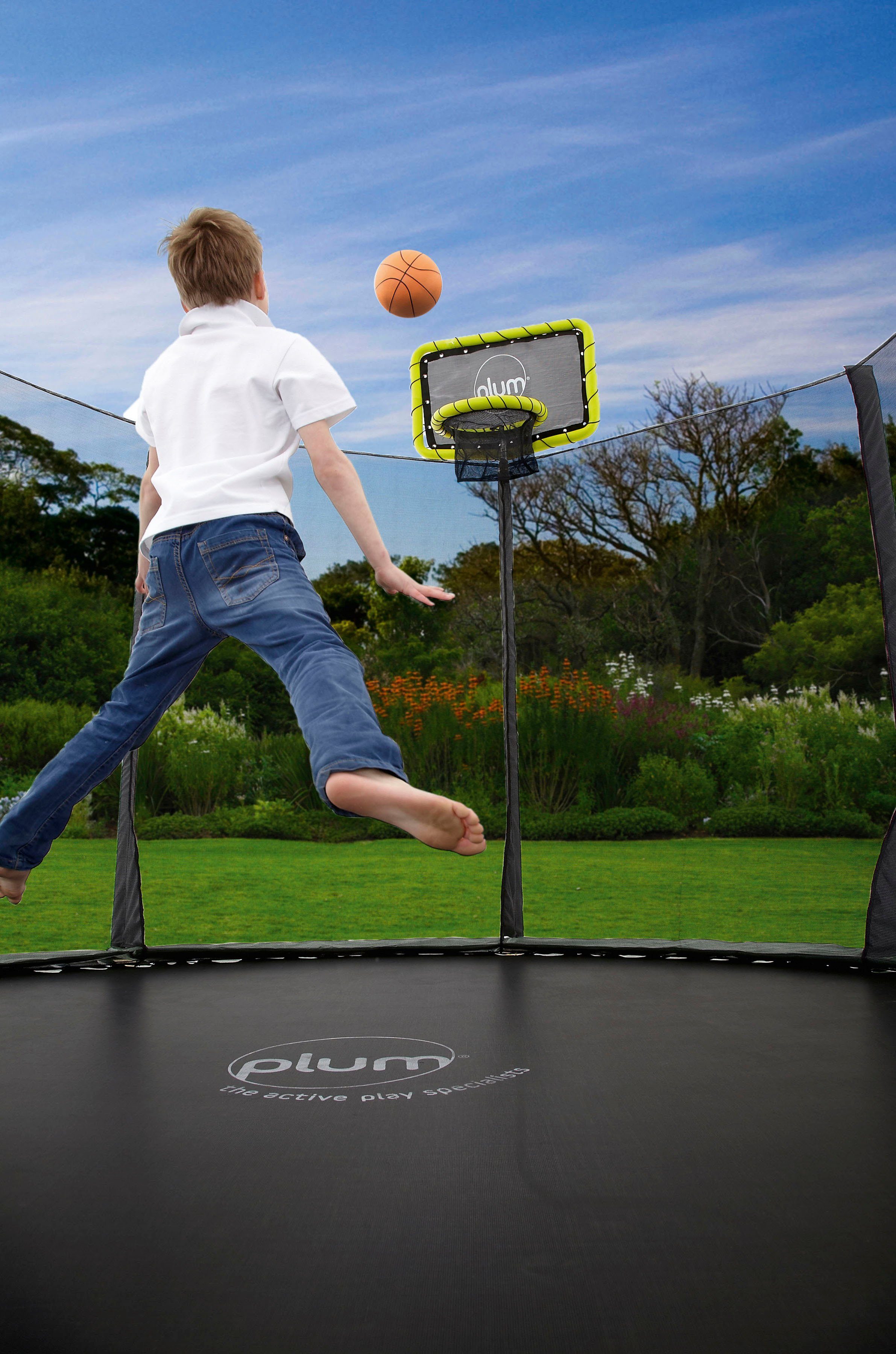 plum Basketballkorb (Set), für Trampoline mit Sicherheitsnetz, 244-426 cm  Durchmesser