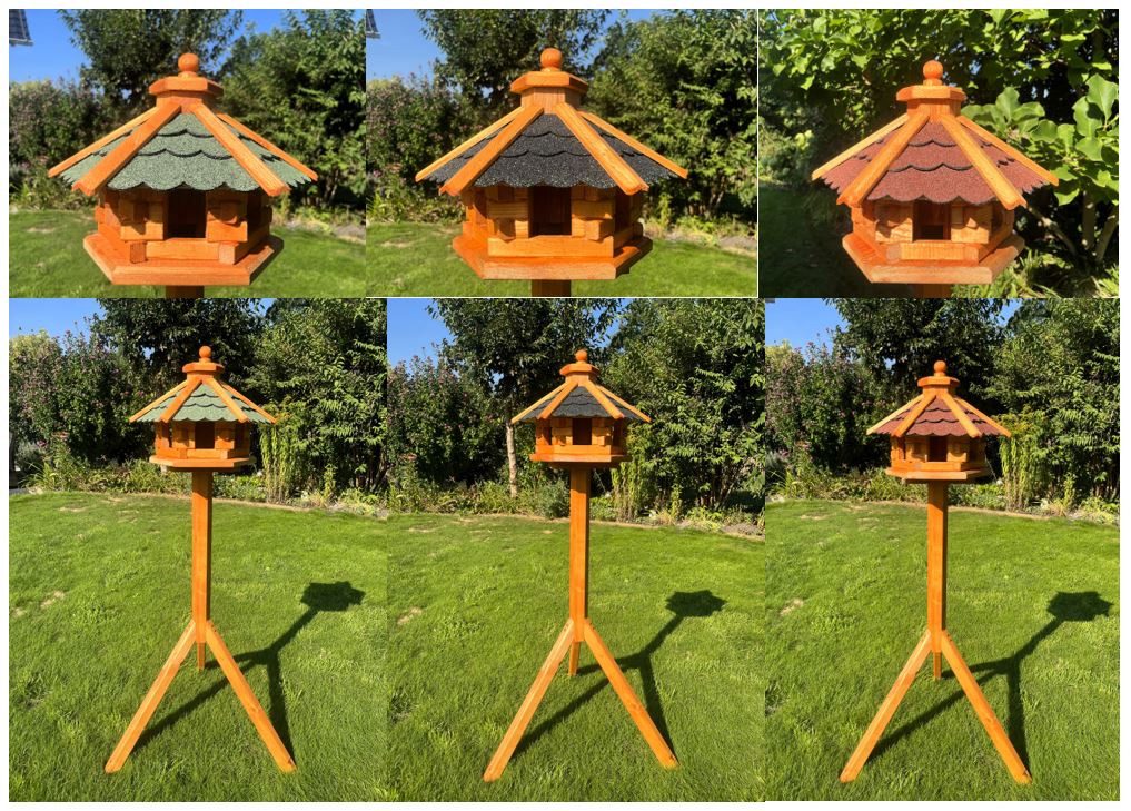 Vogelhaus Futterhaus optional mit Ständer und Solarbeleuchtung in versch. Farben