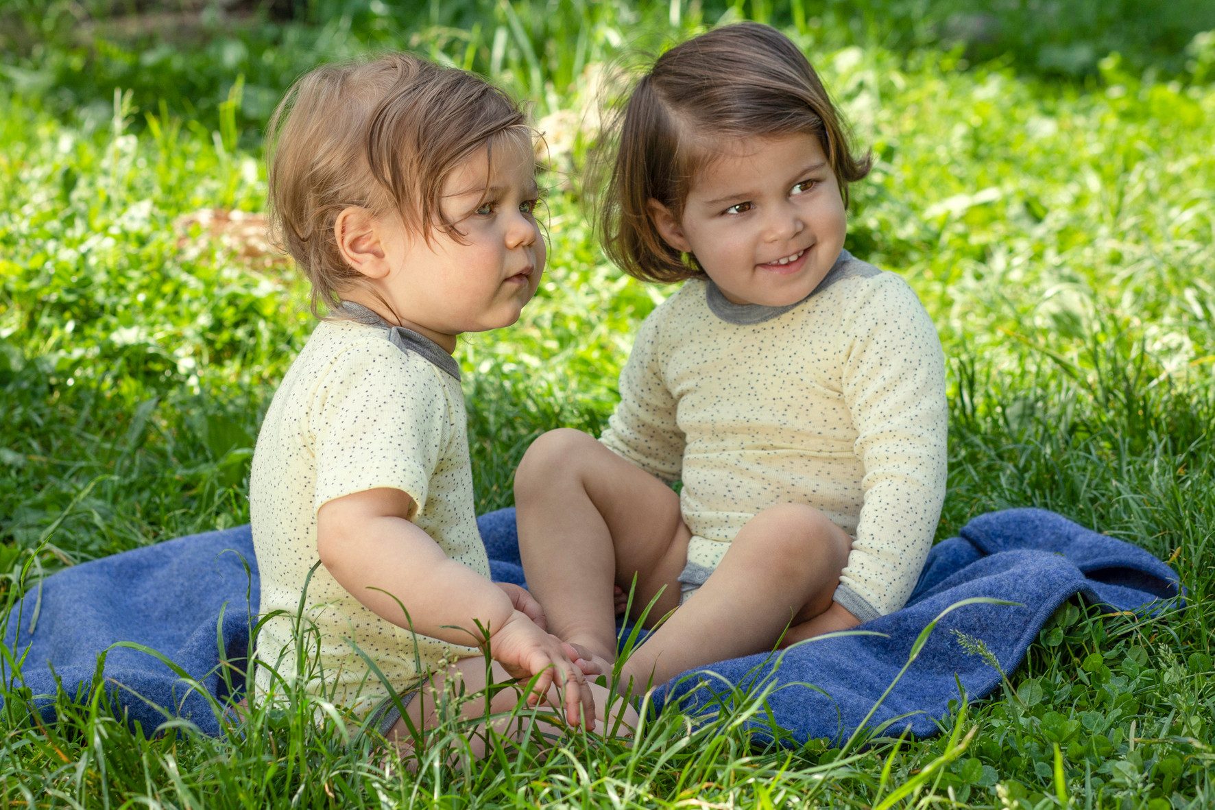 Kinderhaus Blaubaer Wickelbody Baby-Body kurzarm mit Druckknöpfen & Mulltuch Blaubaer