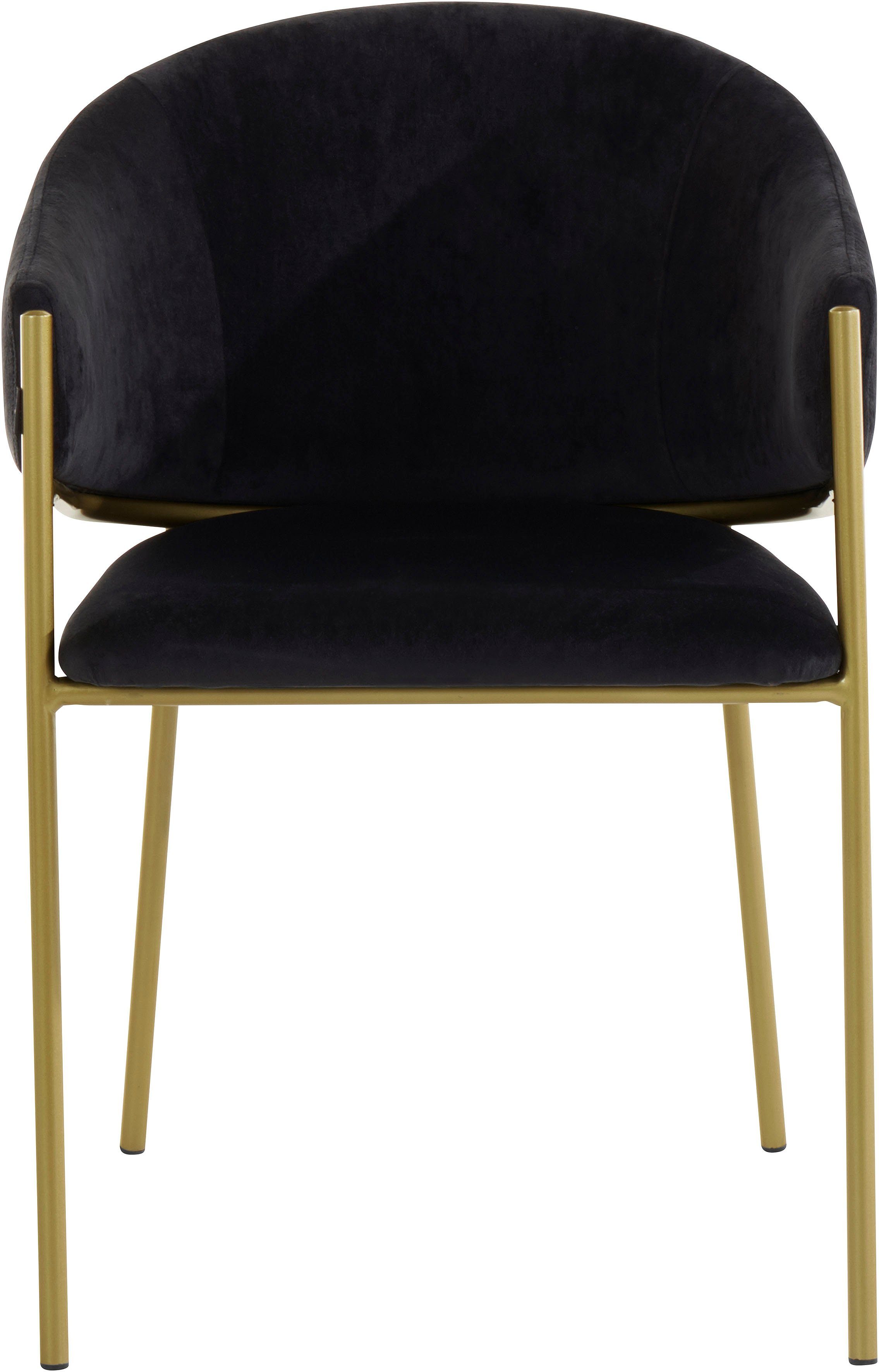 Metallgestell, mit goldenen cm Sitzhöhe einem Esszimmerstuhl schwarz/gold St), 49 schwarz (2 Évreux Leonique |