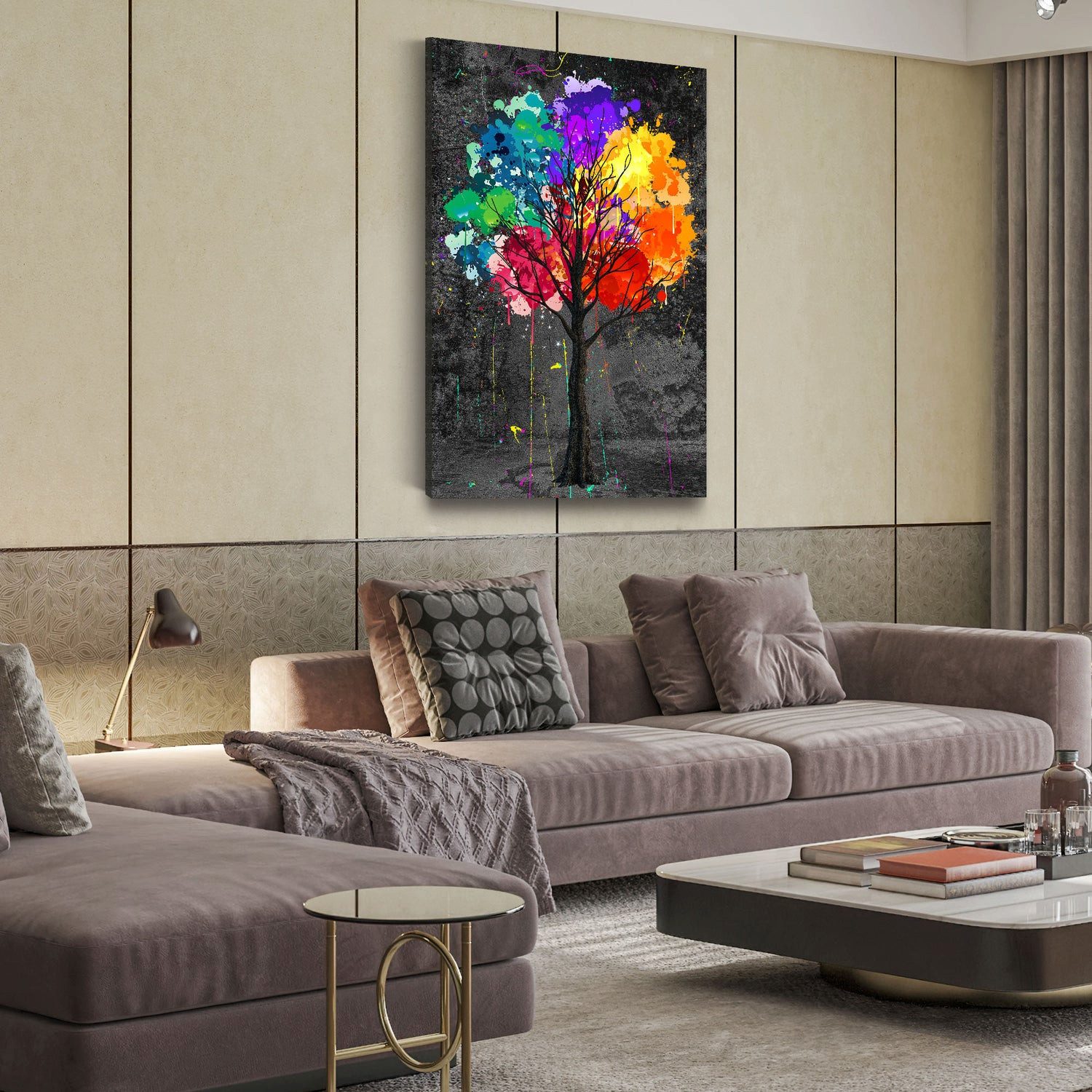 Artedinoi Leinwandbild Abstrakt Pop Art Baum Wandbild Leinwandbild Kunstdruck XXL Deko, Baum, abstrakt