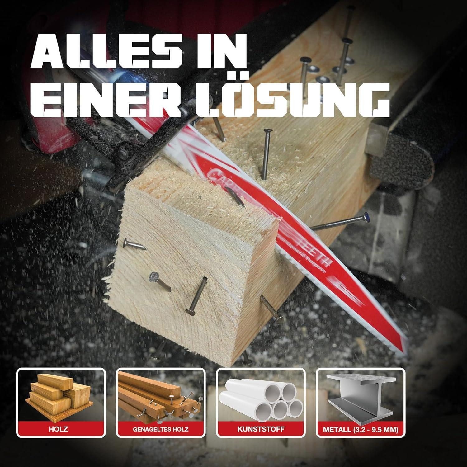 LuxusKollektion Säbelsägeblatt Säbelsägeblätter Hartmetall Holz Nägel Metall 3 Stück 225mm 6 9 TPI