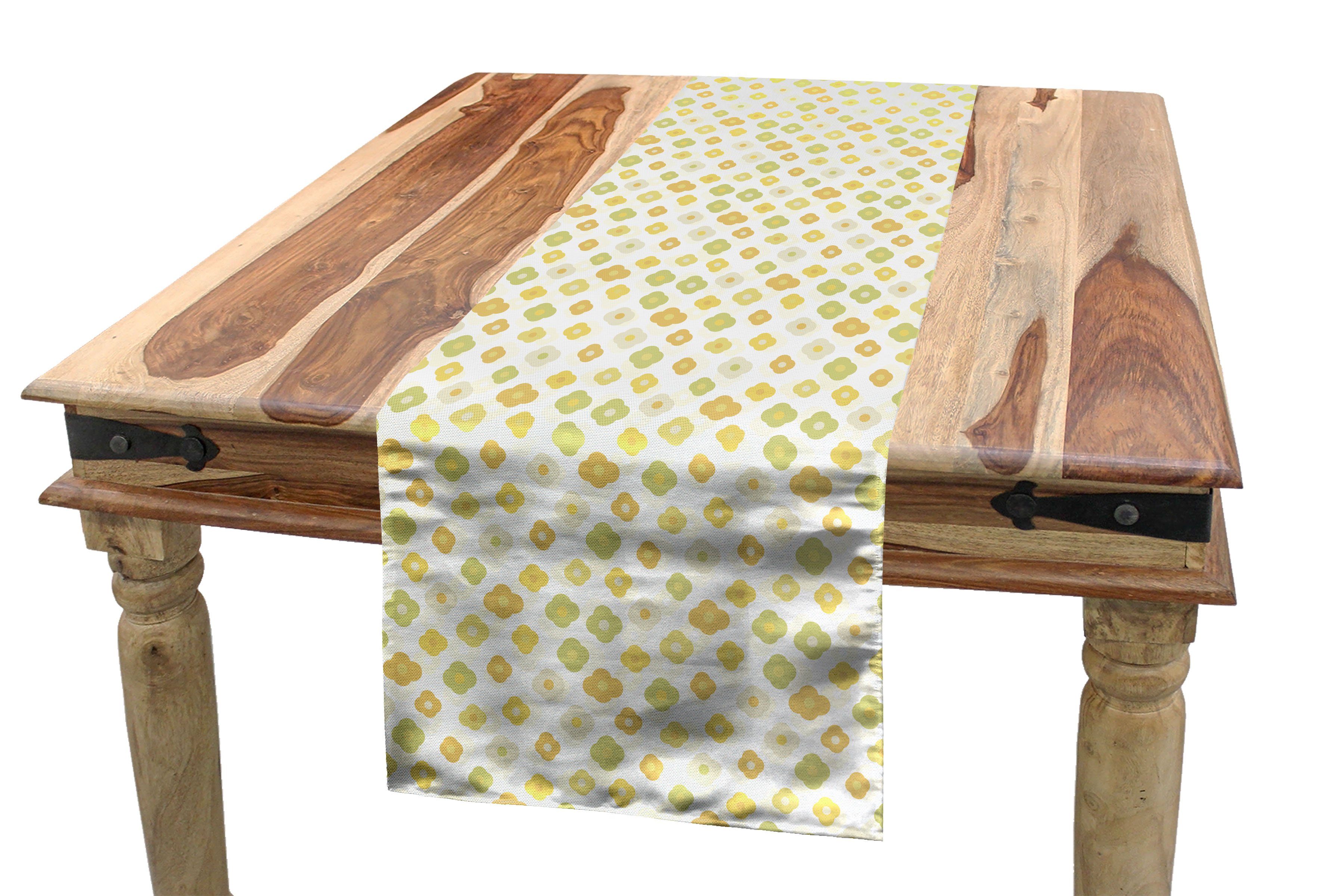 Abakuhaus Tischläufer Esszimmer Küche Rechteckiger Dekorativer Tischläufer, Grün Gelb Blumen Gänseblümchen