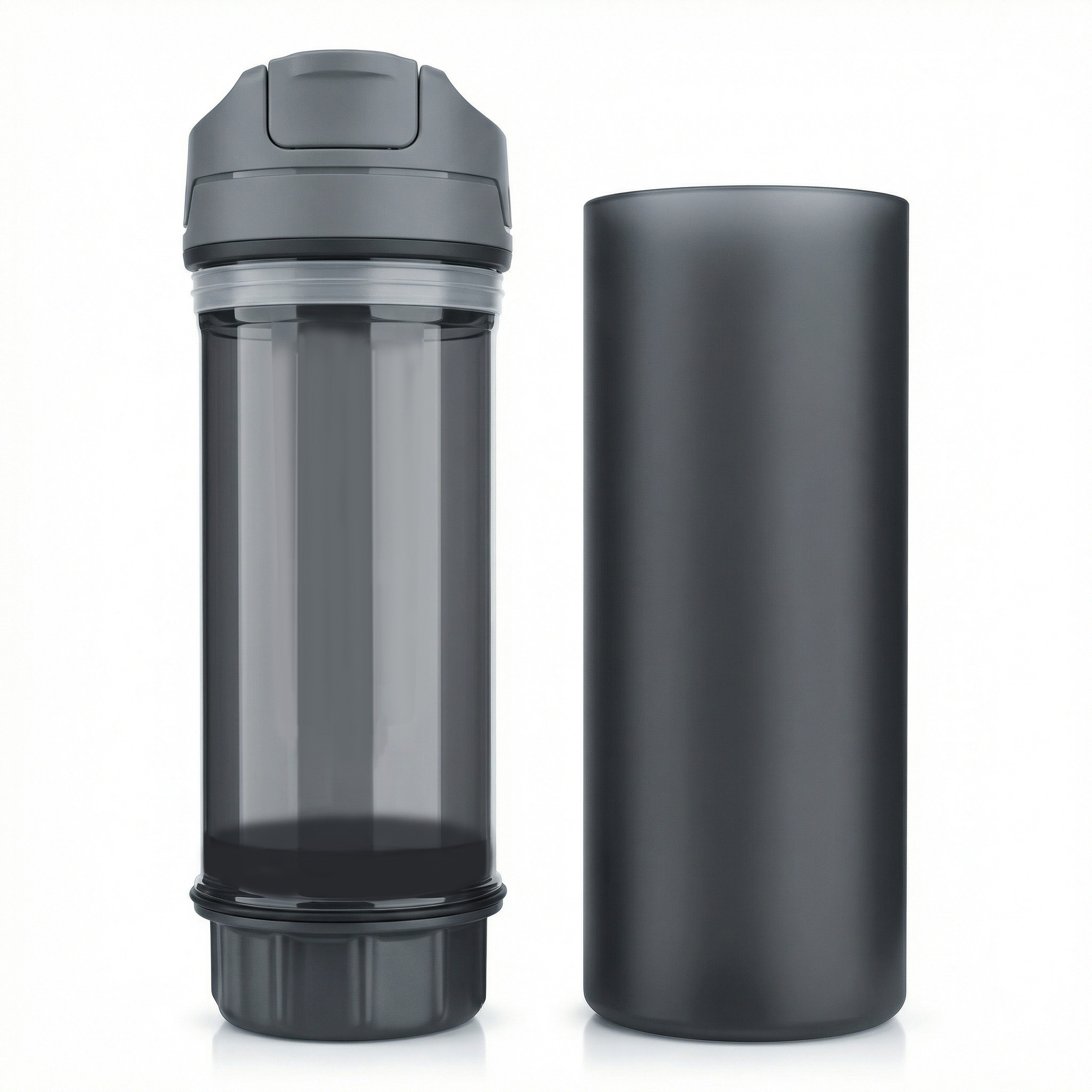 Arendo Trinkflasche Outdoor-Wasserfilterflasche 750 ml, Easy-Press, mit Karabiner, 1500 l, bis 99,99 % Viren/Bakterien, Mikroplastik & viele Chemikalien
