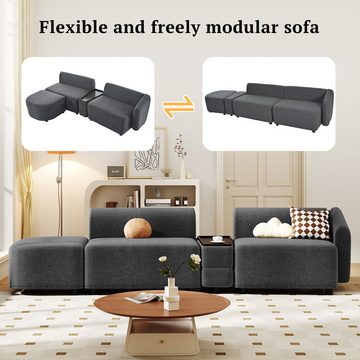 XDeer Sofa Wohnzimmer Dreisitzer sofa, modernes Design mit Bettfunktion, Aufbewahrung Fußstütze, Chaiselongue-Sofa mit Polstermöbel