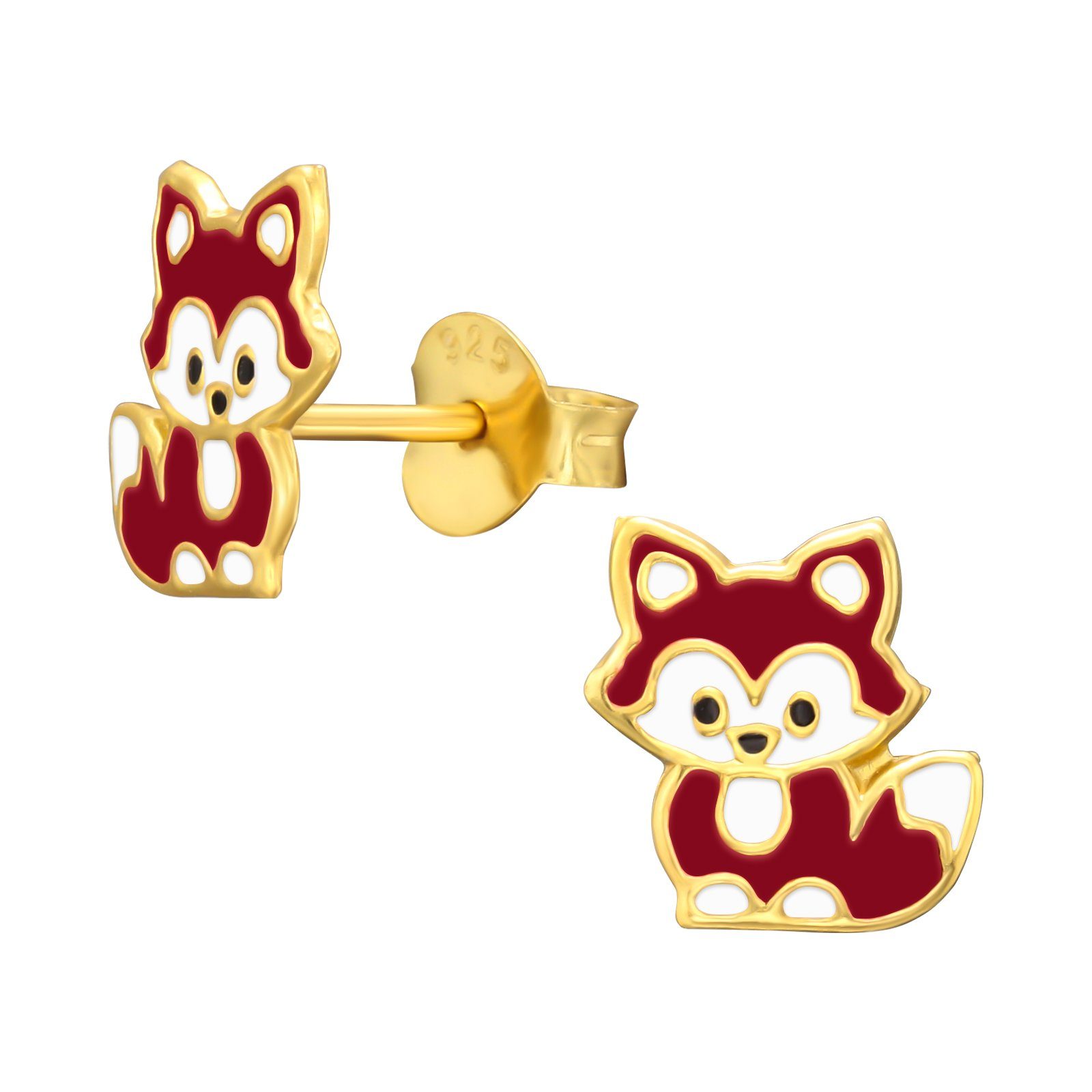 BUNGSA Ohrring-Set Ohrstecker Fuchs 925 Silber Kinder (1 Paar (2 Stück), 1-tlg), Pendant Halsketten