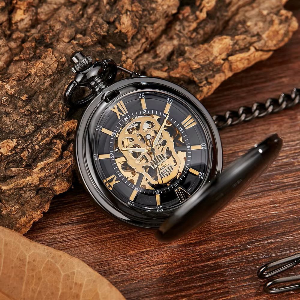 Tidy Taschenuhr GothicTime Totenkopf Taschenuhr – Mechanische Skelettuhr
