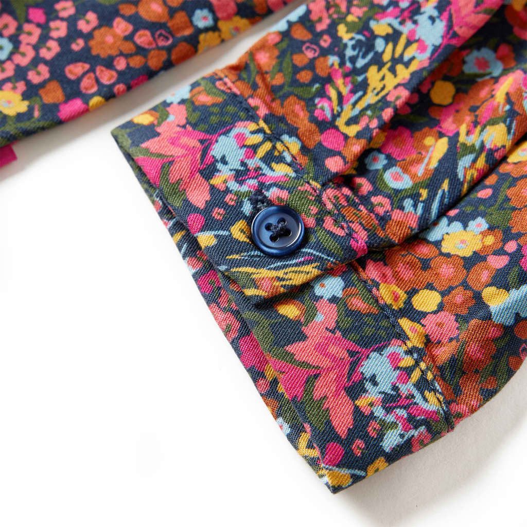 vidaXL Druckkleid Kinderkleid mit Langen Ärmeln Mehrfarbig 116