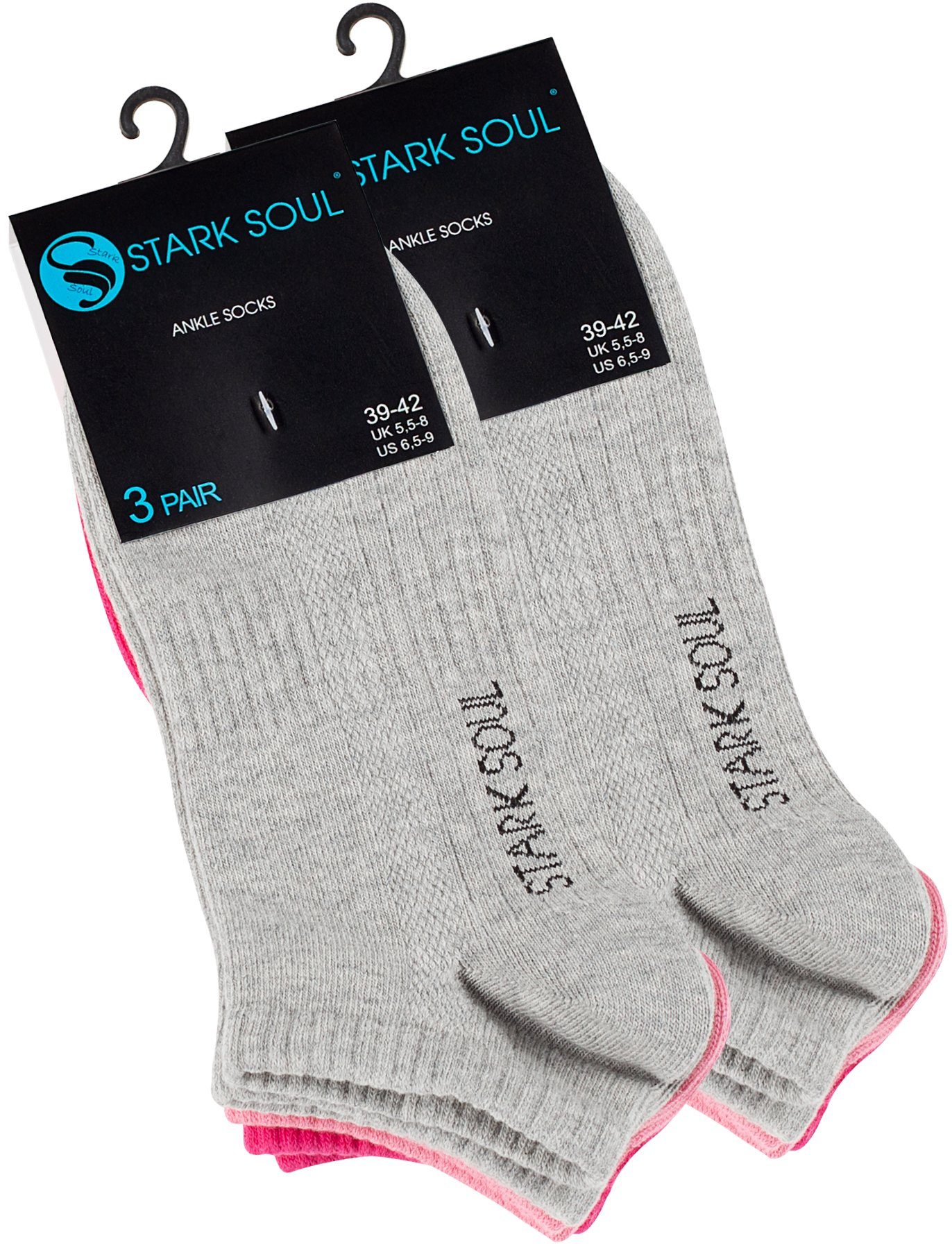 Unisex & 6 gekämmte Damen für Herren Mesh Baumwolle, Soul® Stark Socken Premium Qualität, Sneakersocken Sneaker Pink/Grau/Rosa Paar