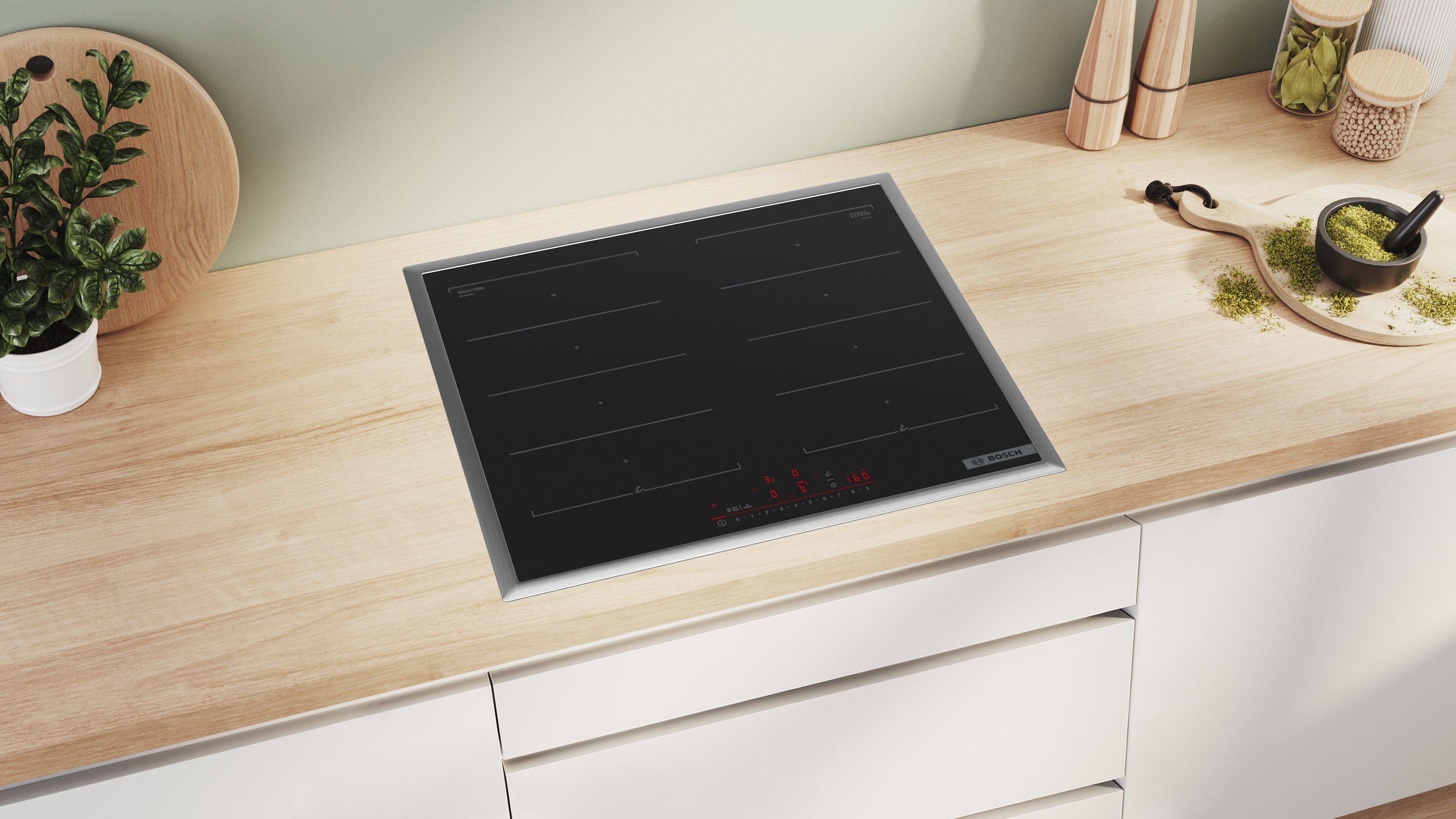 BOSCH Induktions-Kochfeld Serie 6 PXX645HC1E, PerfectFry Plus gegen Anbrennen & flexible Easy Flex Zone