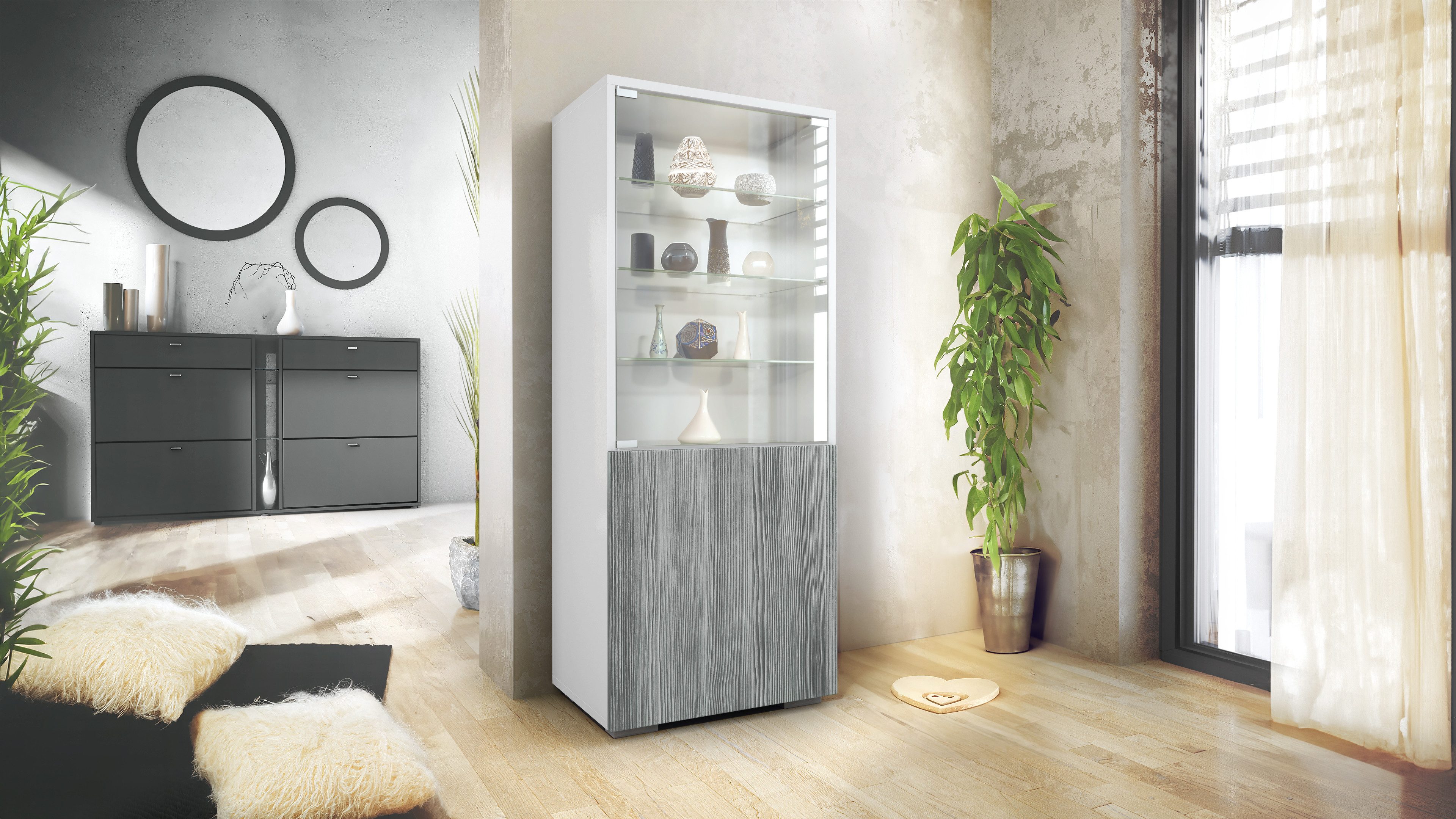 Vladon Standvitrine Granada (Vitrinenschrank, mit Glastür und Glaseinsatz) günstig online kaufen