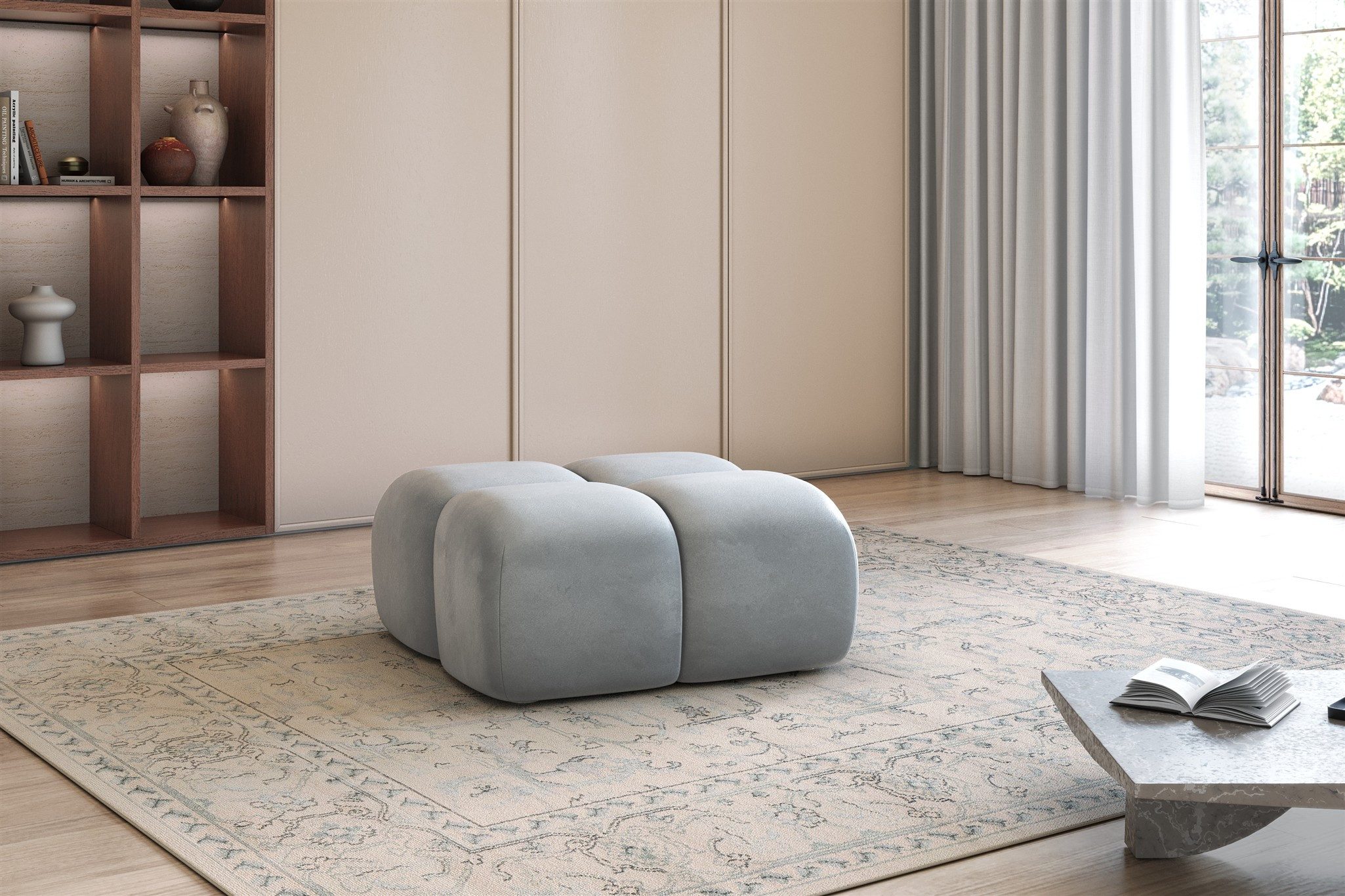 Fun Möbel Polsterhocker Hocker Designerhocker DARCY 85x85 cm in Stoff Salvador (auch mit der Breite ca. 128 cm erhältlich), Gesamthöhe: ca. 44 cm