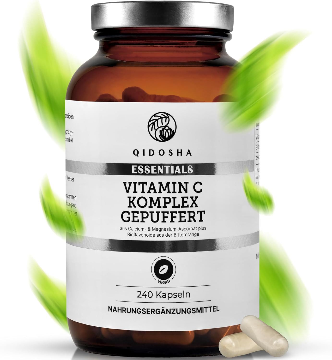 QIDOSHA Vitamin C Komplex gepuffert Kapseln, 240 St., 187.4 g, Mit Bioflavonoiden