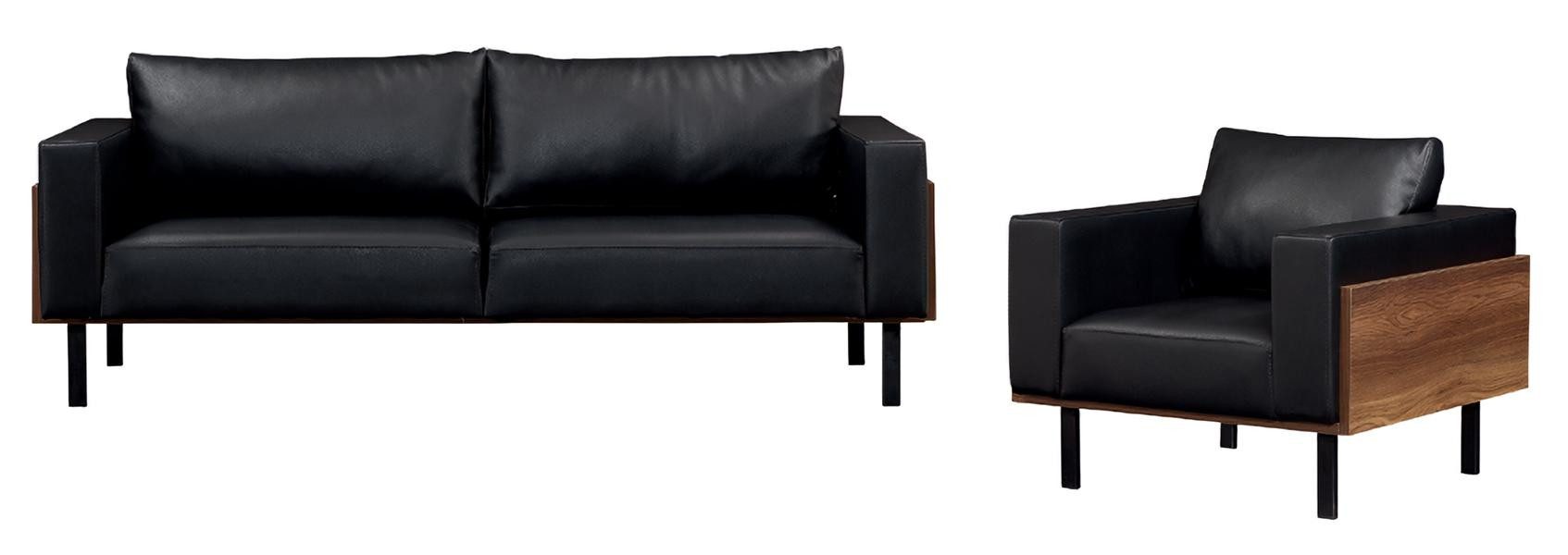 JVmoebel Polstergarnitur Luxuriöse Leder-Couch mit elegantem Design und hohem Sitzkomfort, (Wohnzimmer Set 2tlg (Sessel + Sofa 3 Sitzer), Made in Europa