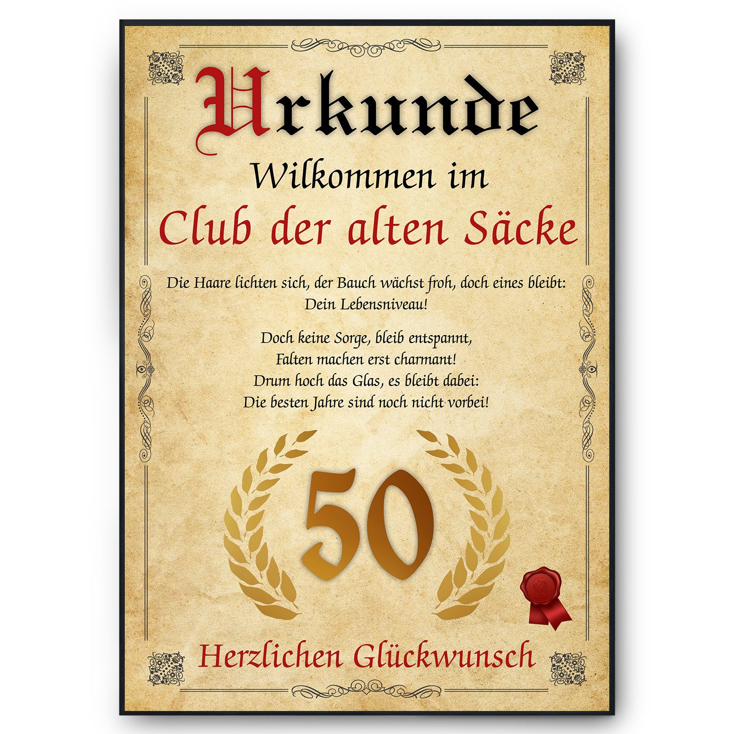 Tigerlino Poster Geburtstag Mann Geschenk Lustige Karte Deko Geburtstagsgeschenk Männer, Alter Sack