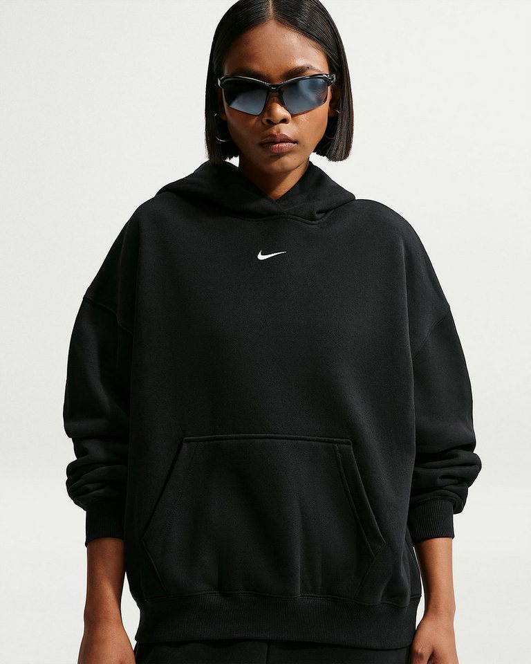 Nike Sportswear Kapuzensweatshirt W NK STDO FLC MW OS PO HDY mit Kängurutasche, aus angerauter Sweatware, in normaler Länge