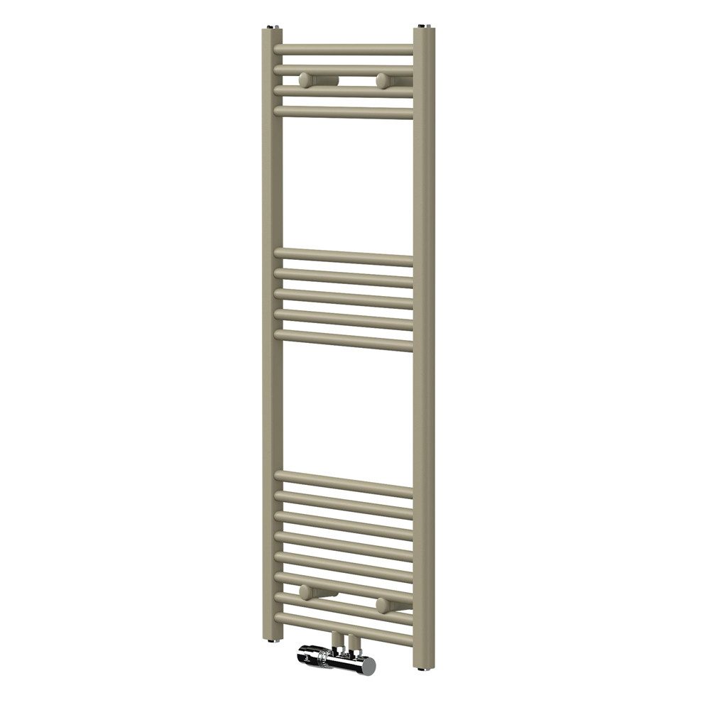 LuxeBath Badheizkörper Handtuchheizkörper mit Ventil-Armaturen Badheizkörper gerade Beige, Handtuchtrockner 500x1200 mm Mittelanschluss mit Eckform-Garnitur