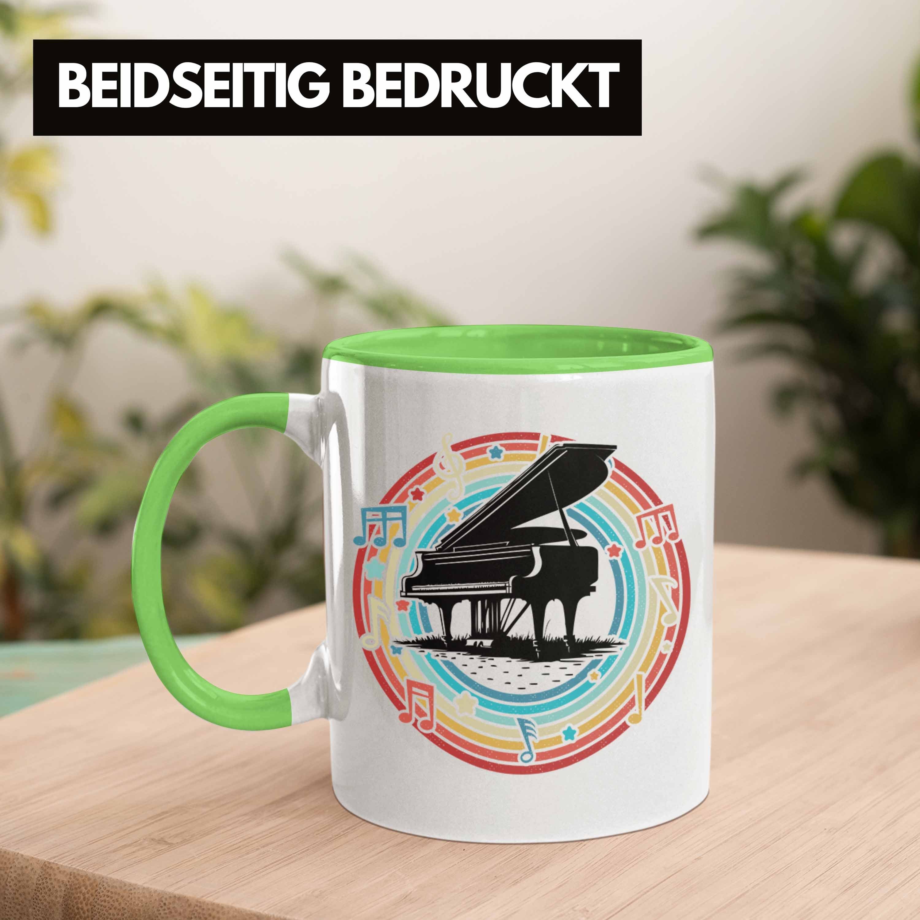 Trendation Tasse Piano-Spieler Tasse Geschenk Geschenkidee Klavier Grün Kaffee-Becher Flügel
