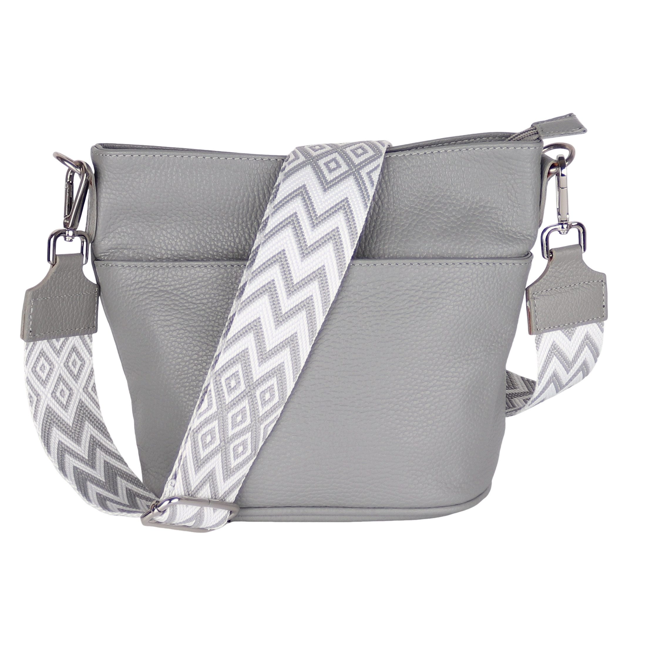 MIRROSI Umhängetasche Damen, Crossbody Bag, Echtleder Made in Italy (1 Tasche 2 Gurte oder Basic Version 1 Tasche 1 Gurt), 24x18x12cm (BXHXT)