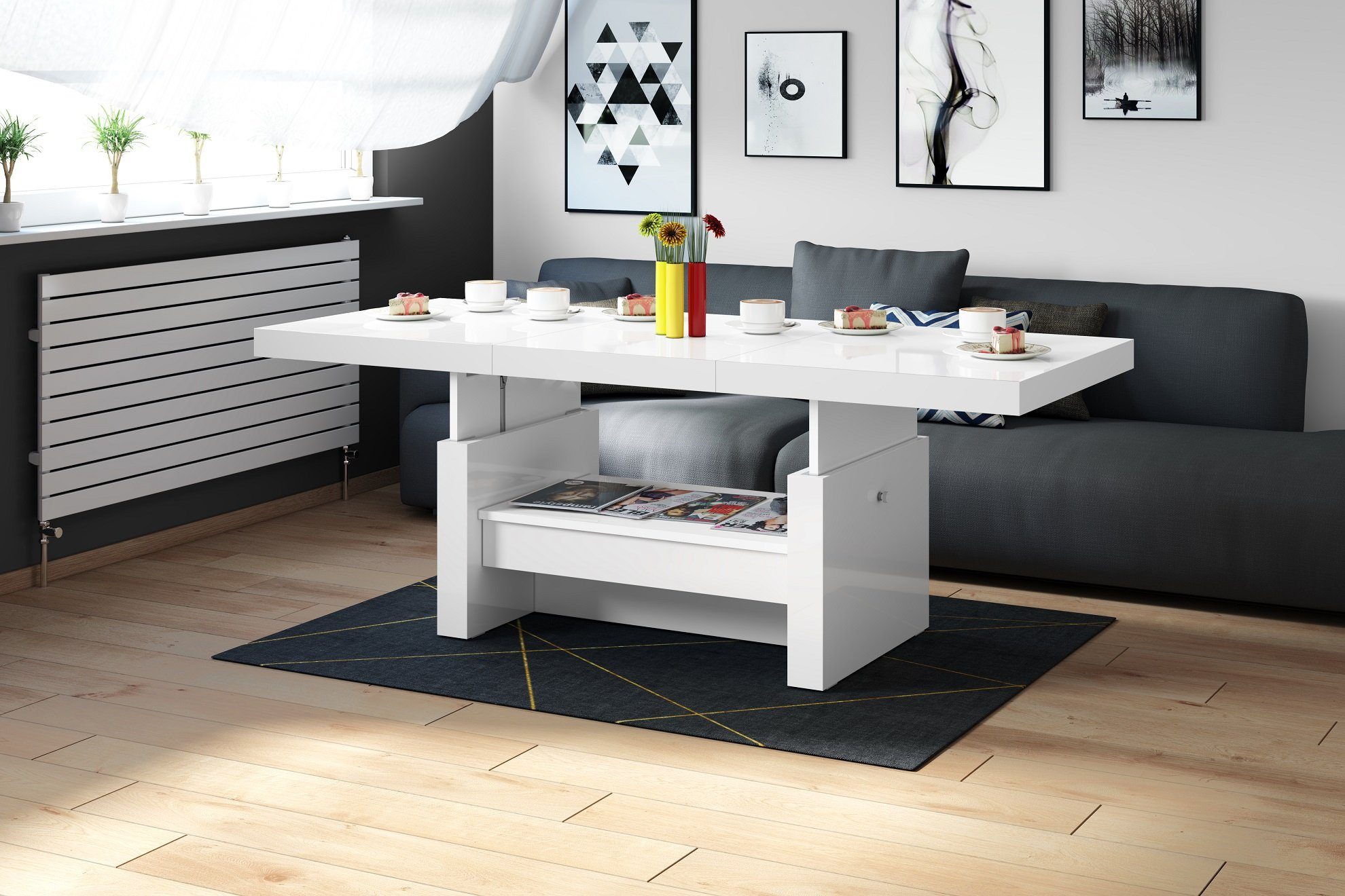 designimpex Couchtisch Aversa H-111 Weiß Hochglanz günstig online kaufen