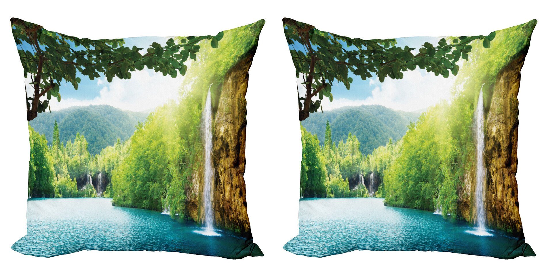 Kissenbezüge Modern Accent Doppelseitiger Digitaldruck, Abakuhaus (2 Stück), Landschaft Crotian Lake Forest