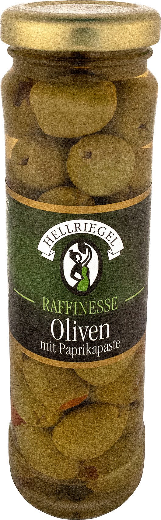 HELLRIEGEL Gemüsekonserve, Oliven mit Paprika grün