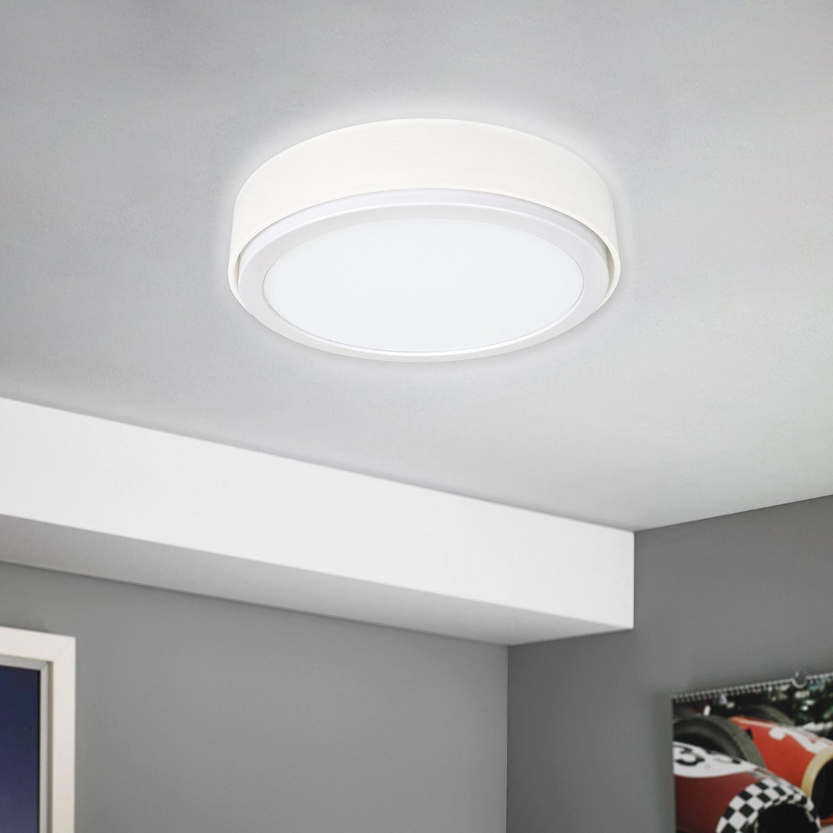MeLiTec LED Deckenleuchte D85-1, warmweiß bis kaltweiß, LED, Wandleuchte, Deckenleuchte, Wandlampe mit Schirm, 900 Lumen, rund, weiß
