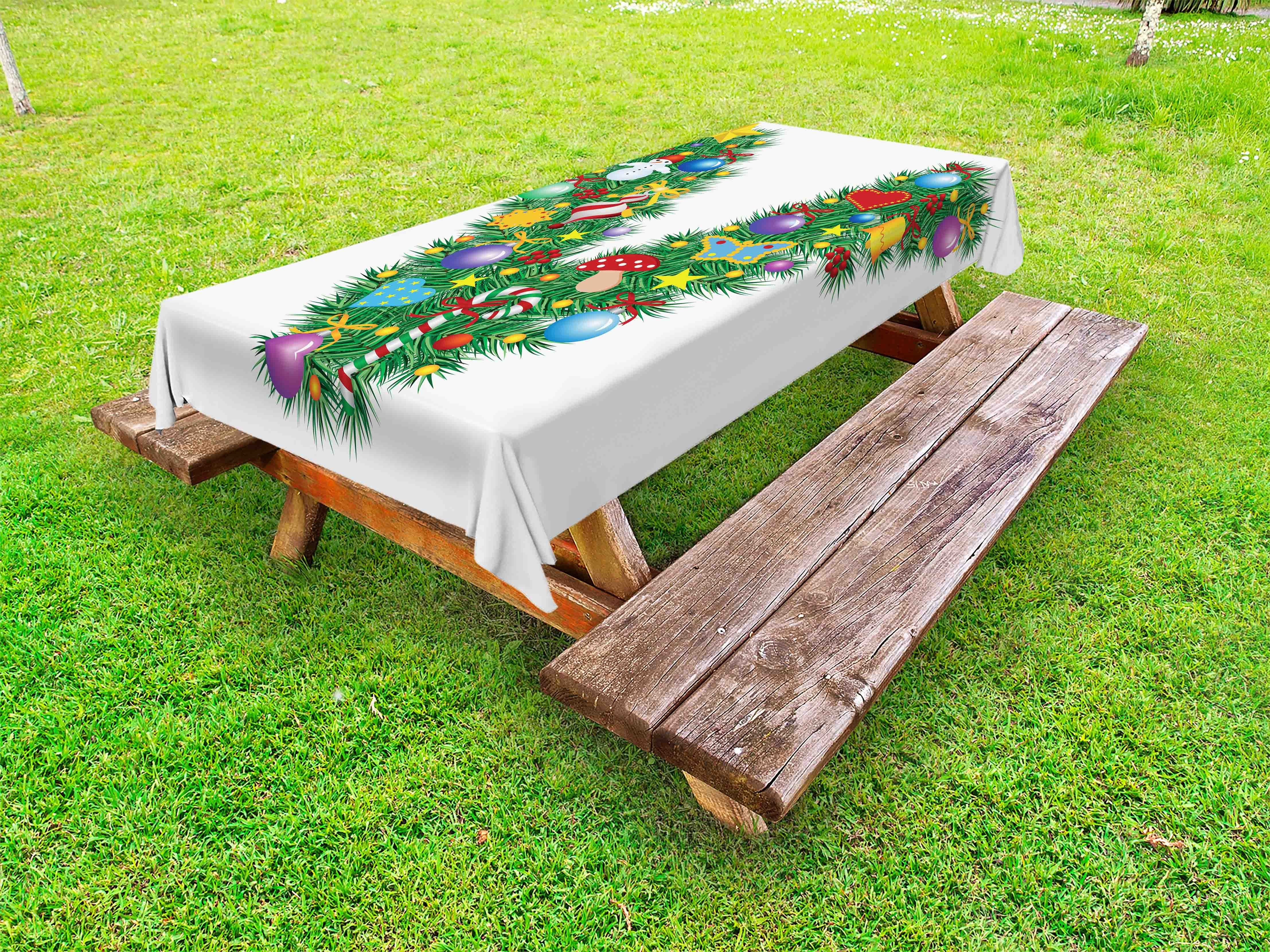 Abakuhaus Tischdecke dekorative waschbare Picknick-Tischdecke, Buchstabe V Zierbaum Glocken | Tischdecken