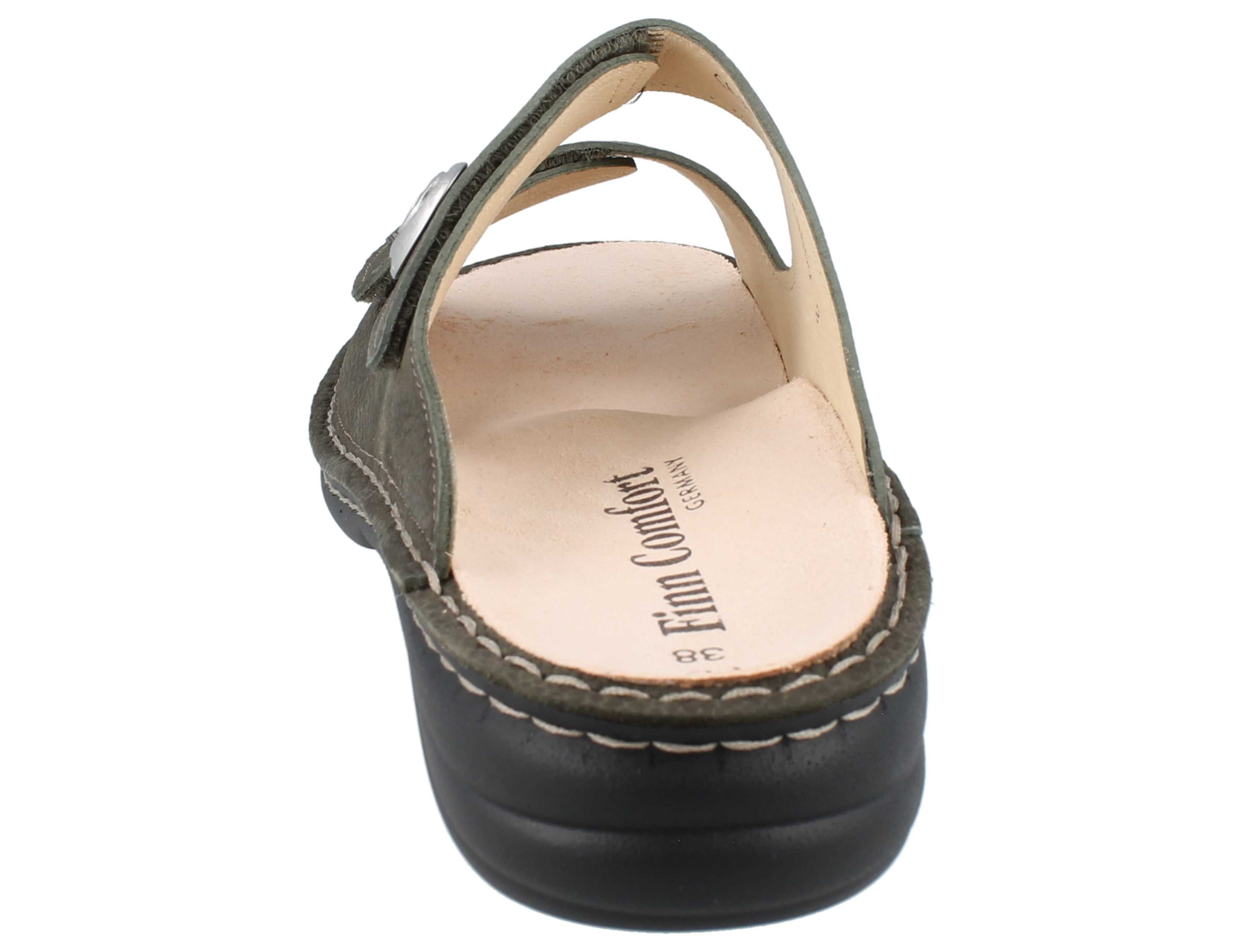 Finn Comfort FINN COMFORT Colina Damen Pantolette olivgrün Nubukleder - Größe: Pantolette Wechselfußbett