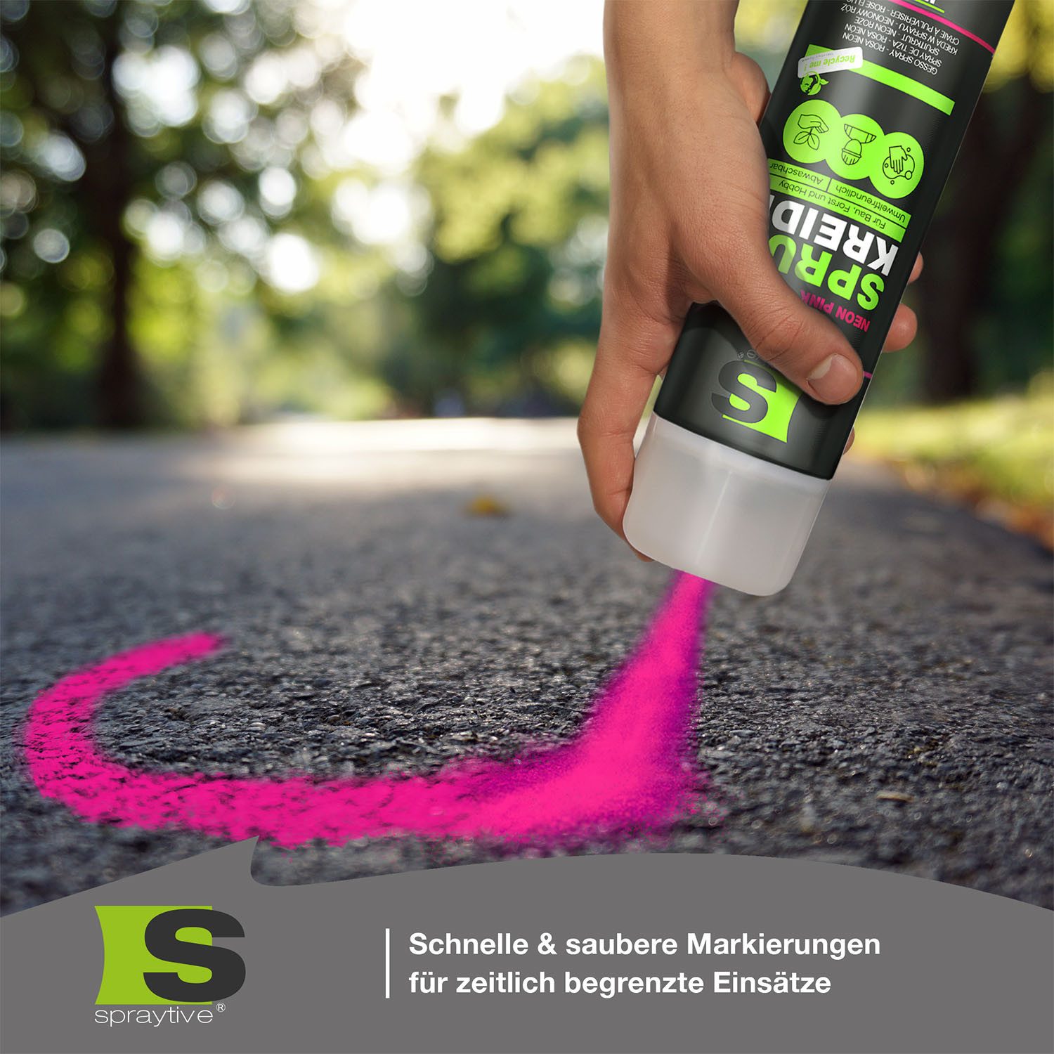 Spraytive Sprühfarbe 24x 500ml Sprühkreide neon-pink – abwaschbare leuchtende Kreidefarbe, Made in Germany