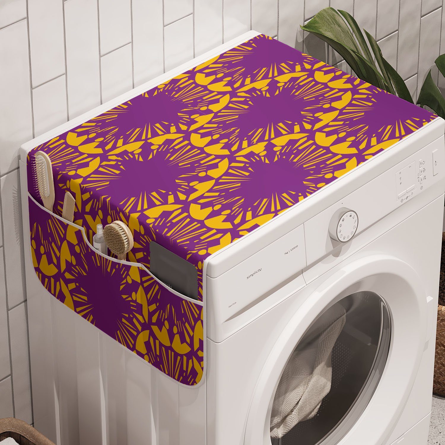 Abakuhaus Badorganizer Anti-Rutsch-Stoffabdeckung für Waschmaschine und Trockner, Abstrakt Creative-Bicolor-Kreise