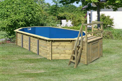 Karibu Pool »SEVILLA Set B«, BxLxH: 780x400x124 cm, mit Terrasse und Geländer