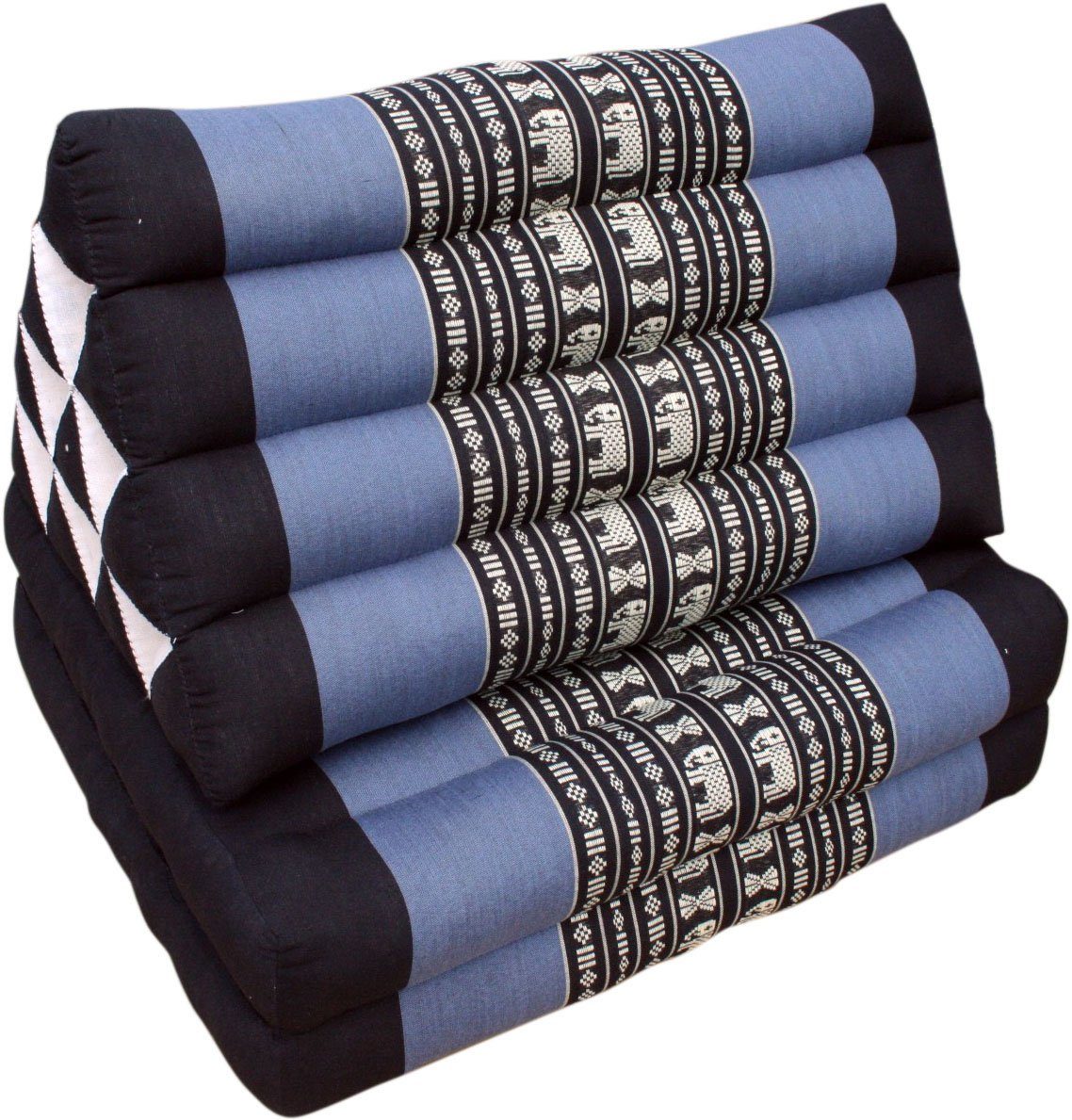 Guru-Shop Sitzkissen Thaikissen, Dreieckskissen, Kapok, Tagesbett.. schwarz/blau