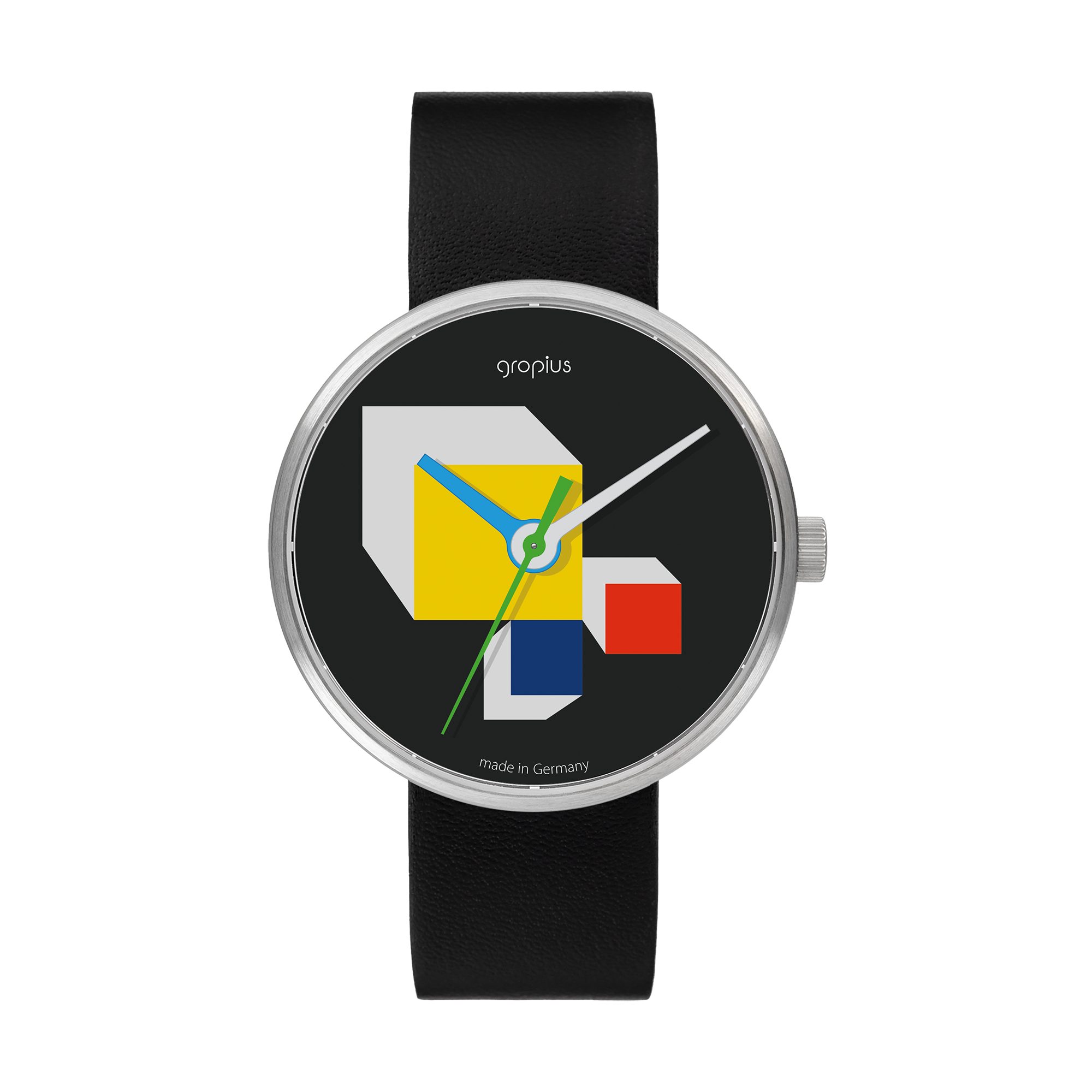 Walter Gropius Quarzuhr Made in Germany, Saphirglas, Hausbauhaus - WG 022-02, Designeruhr, Lederarmband mit Easy-Release System, Edelstahlgehäuse