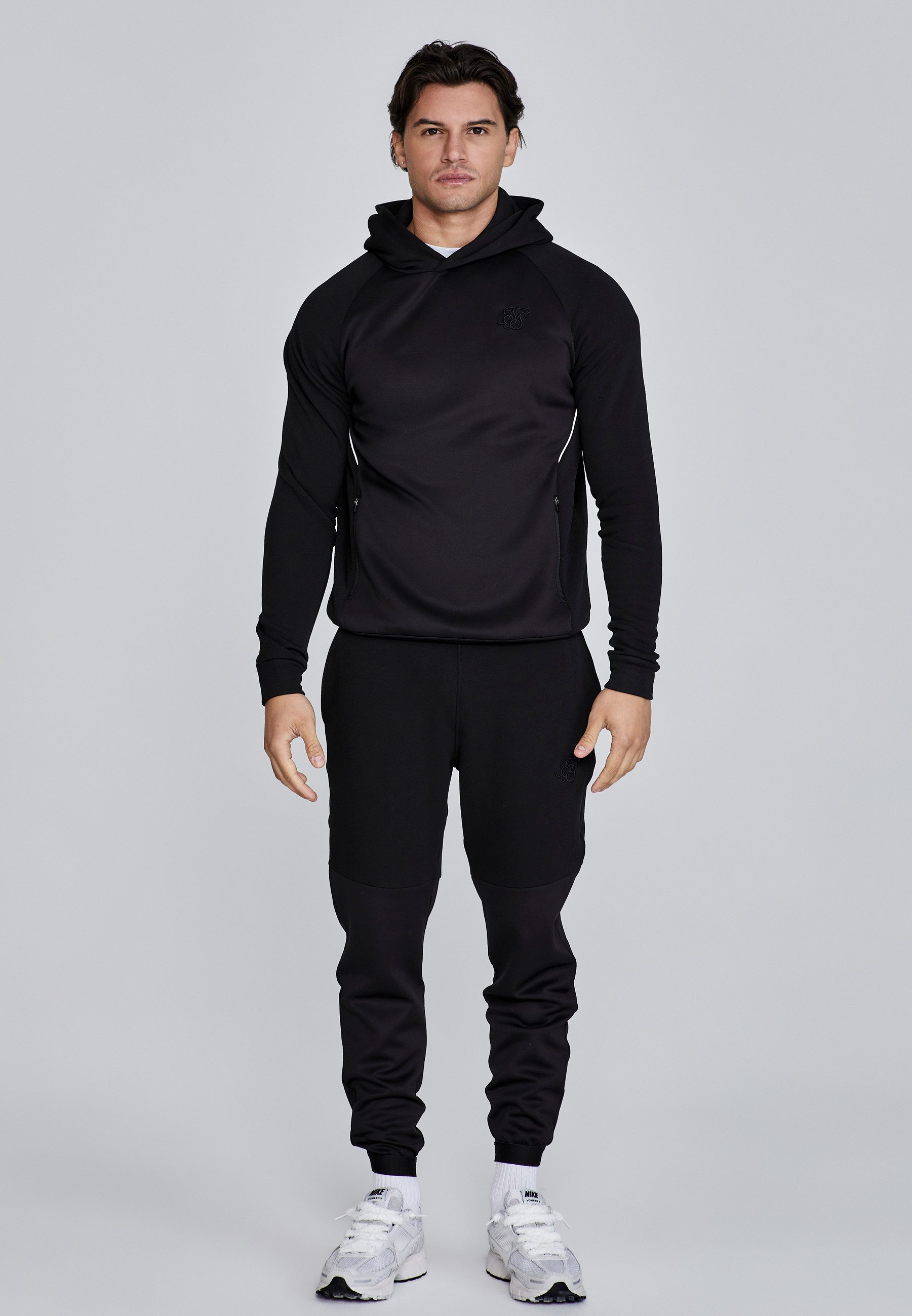 Siksilk Hoodie SikSilk Herren Schwarzer Pullover Kapuzenpullover