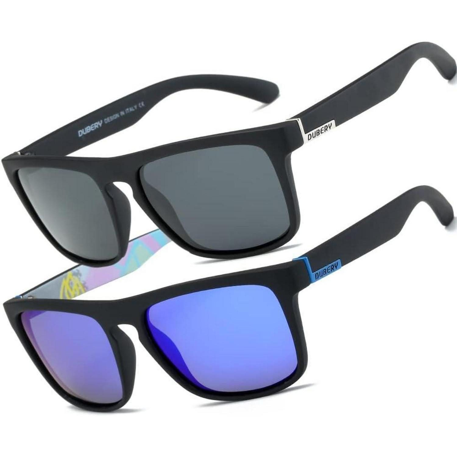 Retrosonnenbrille Sonnenbrille polarisierte Herren Damen UV400 Schutz Tiefblau+schwarz