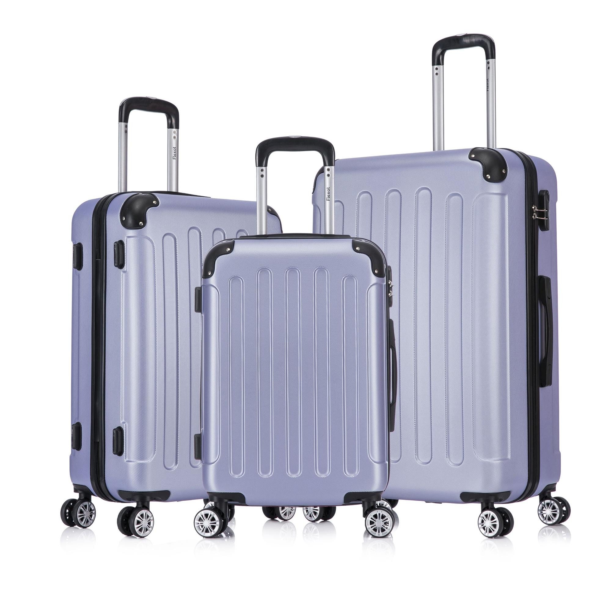 Flexot Hartschalen-Trolley F-2045 Kofferset, 360° Rollen, robuster Reisekoffer, Bordcase, 4 Rollen, Robuster und moderner Koffer mit vier 360° Rollen und Zahlenschloss