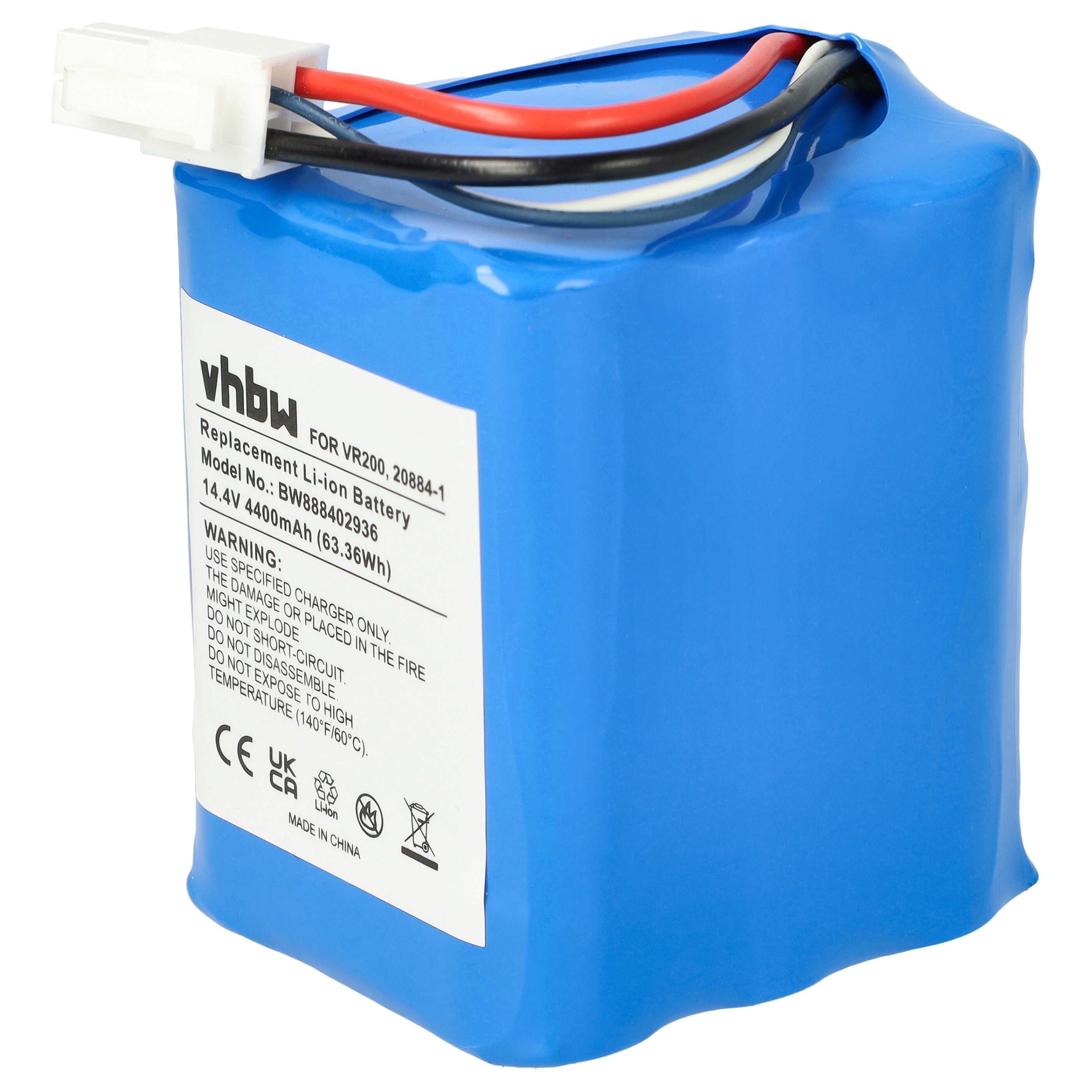 vhbw Akku passend für Vorwerk Kobold VR200 Saugroboter (4400 mAh, 14,4 V, Staubsauger-Akku Akku Li-Ion 4400 mAh (14,4 V, 1 St), Leistungsfähiger Austausch-Akku für Ihren Saugroboter